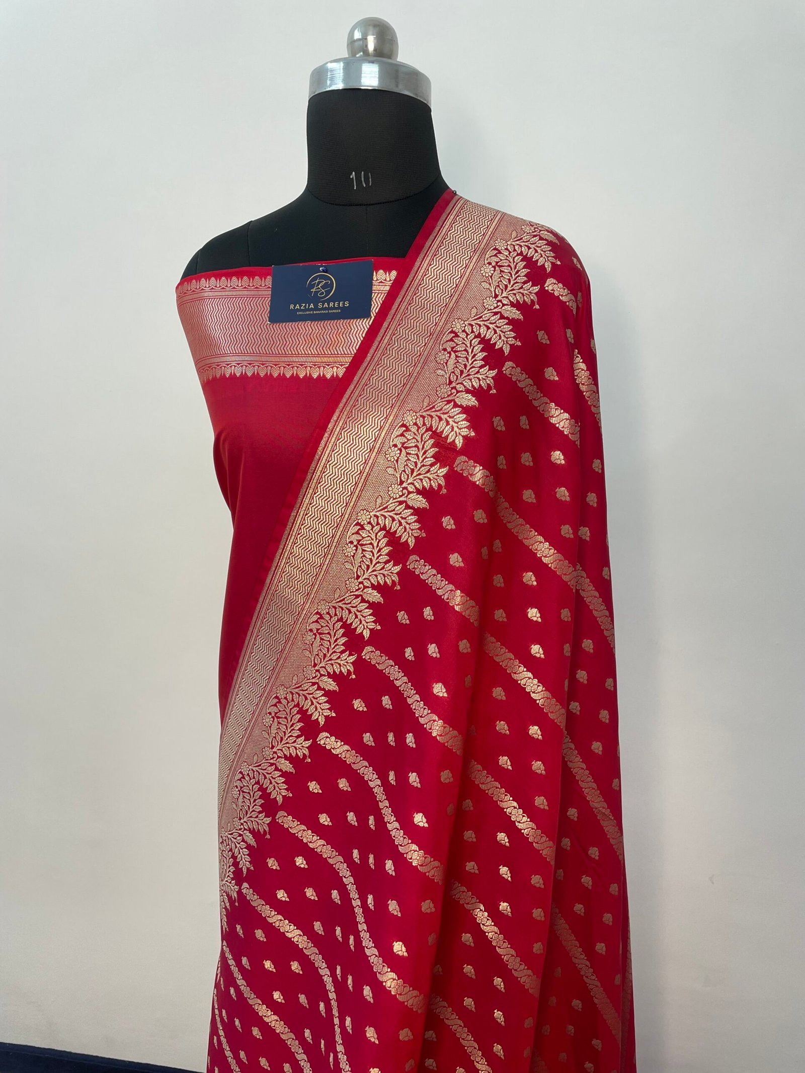 Strawberry Booti Premium Katan Silk Saree - Image 2