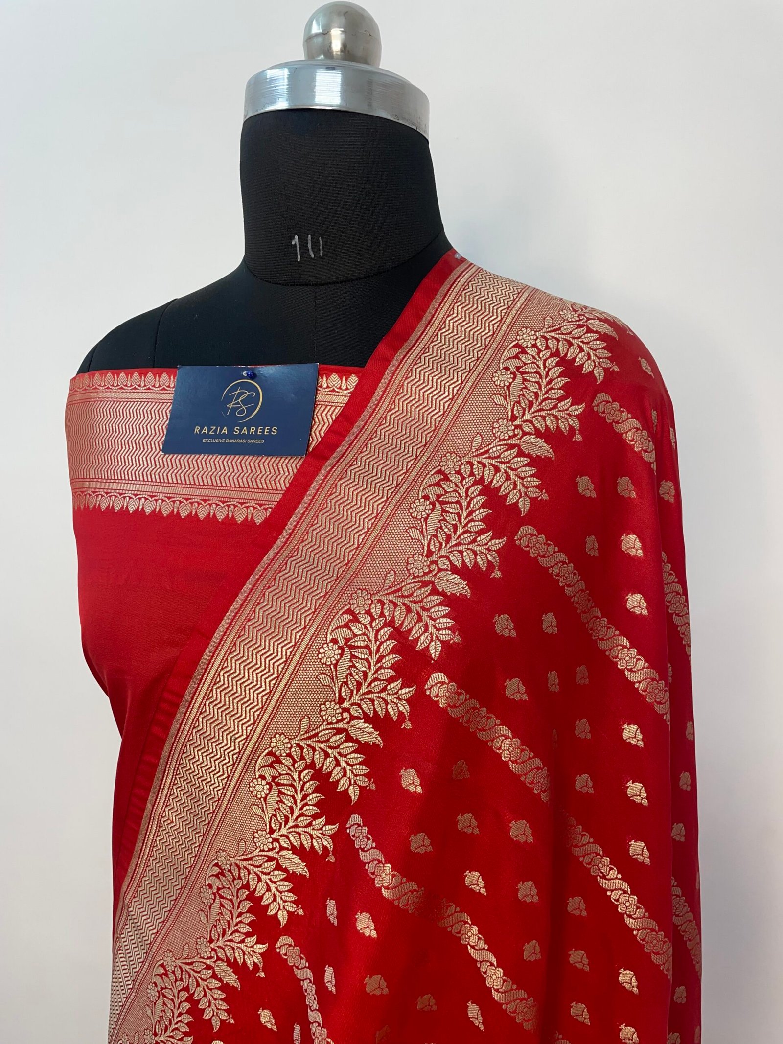 Red Booti Premium Katan Silk Saree