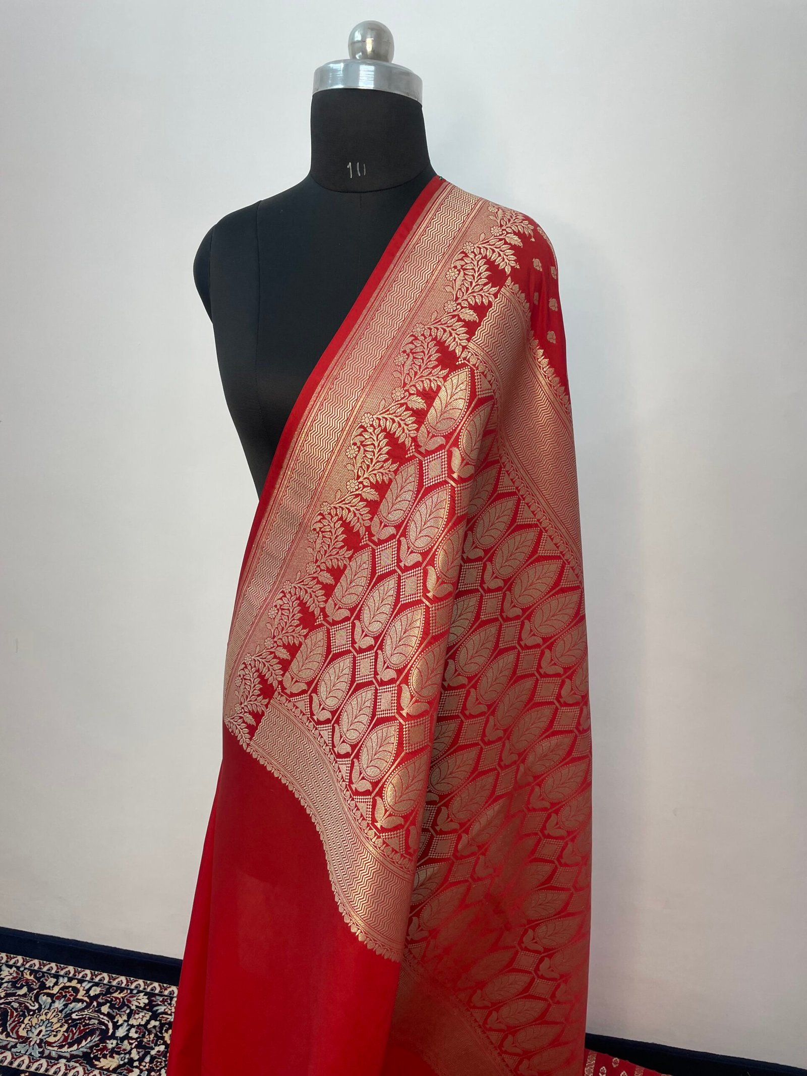 Red Booti Premium Katan Silk Saree - Image 3