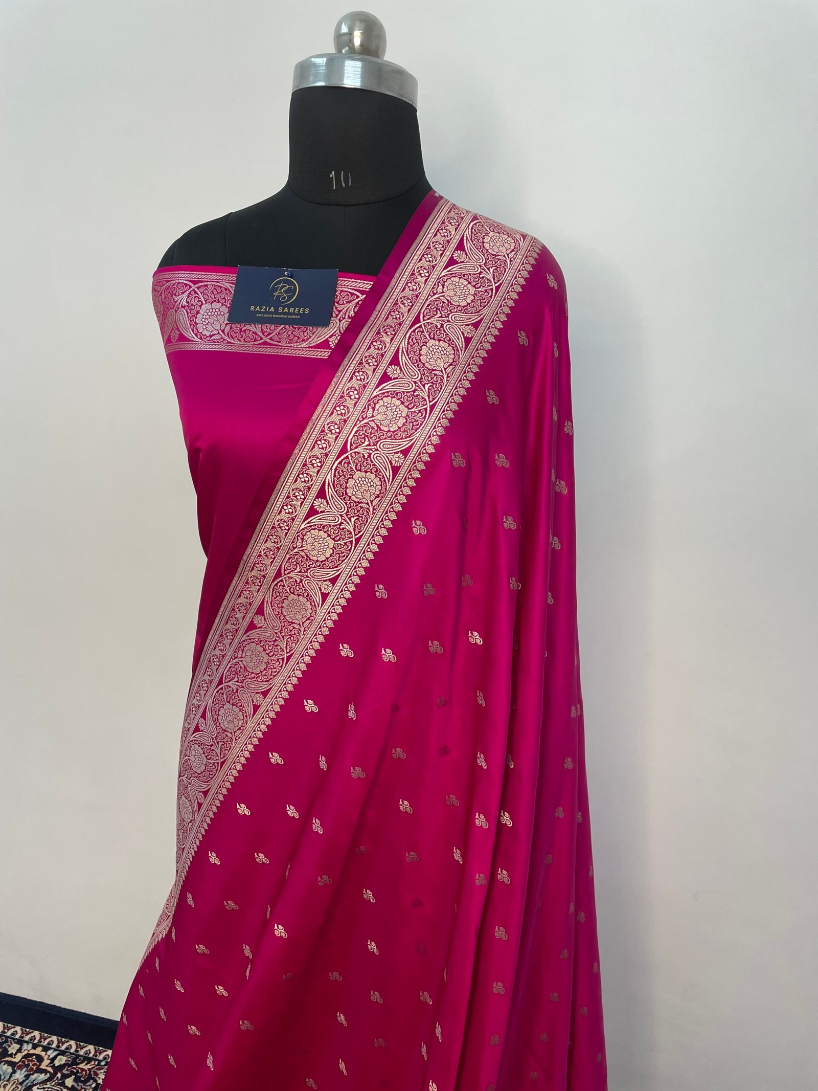 Rani Purple Shade Booti Mashru Katan Silk Saree - Image 2