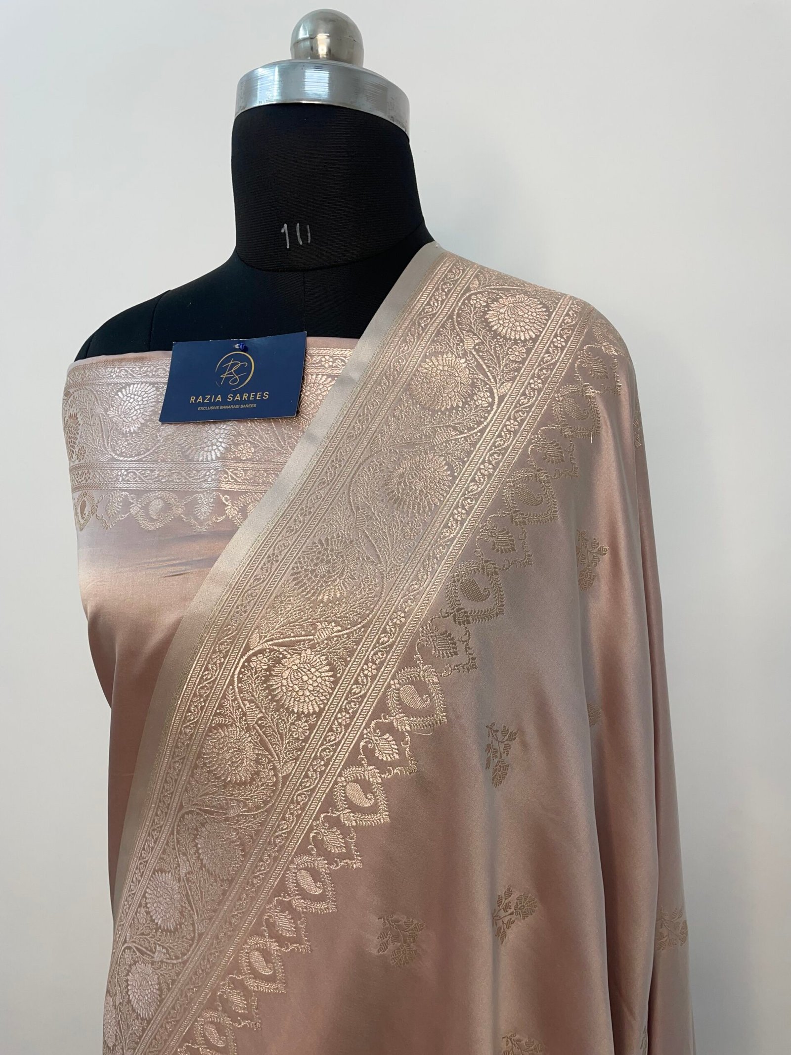 C1. Baby Brown Booti Mashru Katan Silk Saree