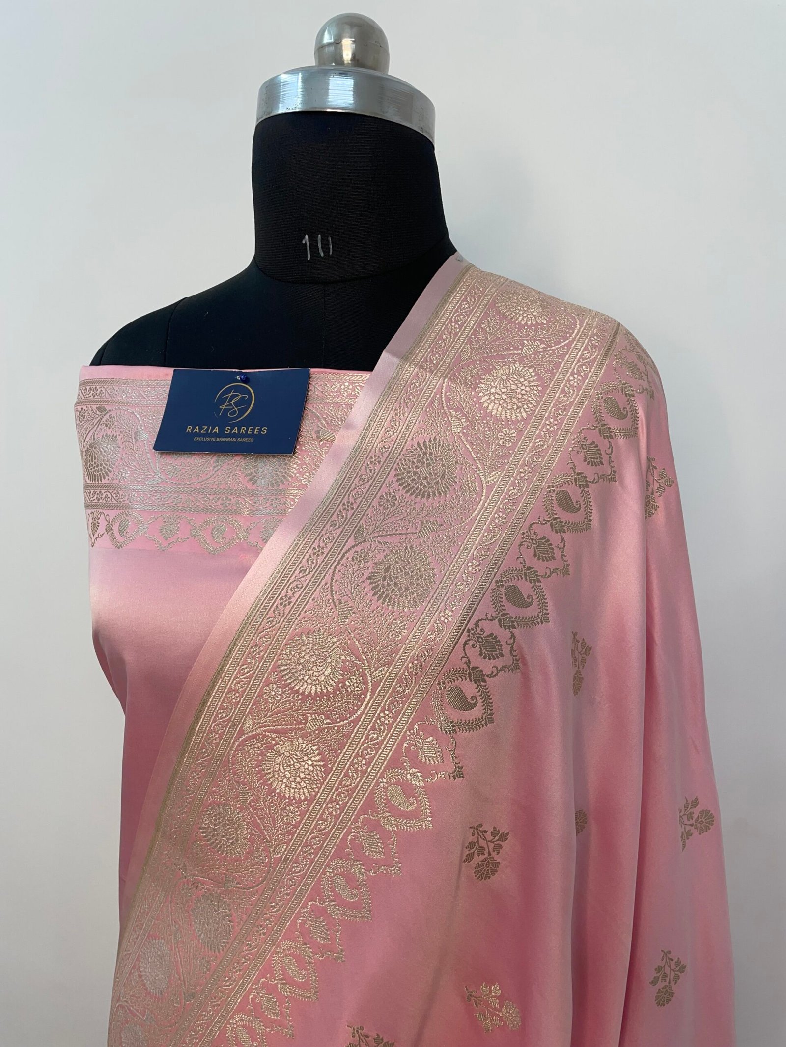 Baby Pink Booti Mashru Katan Silk Saree