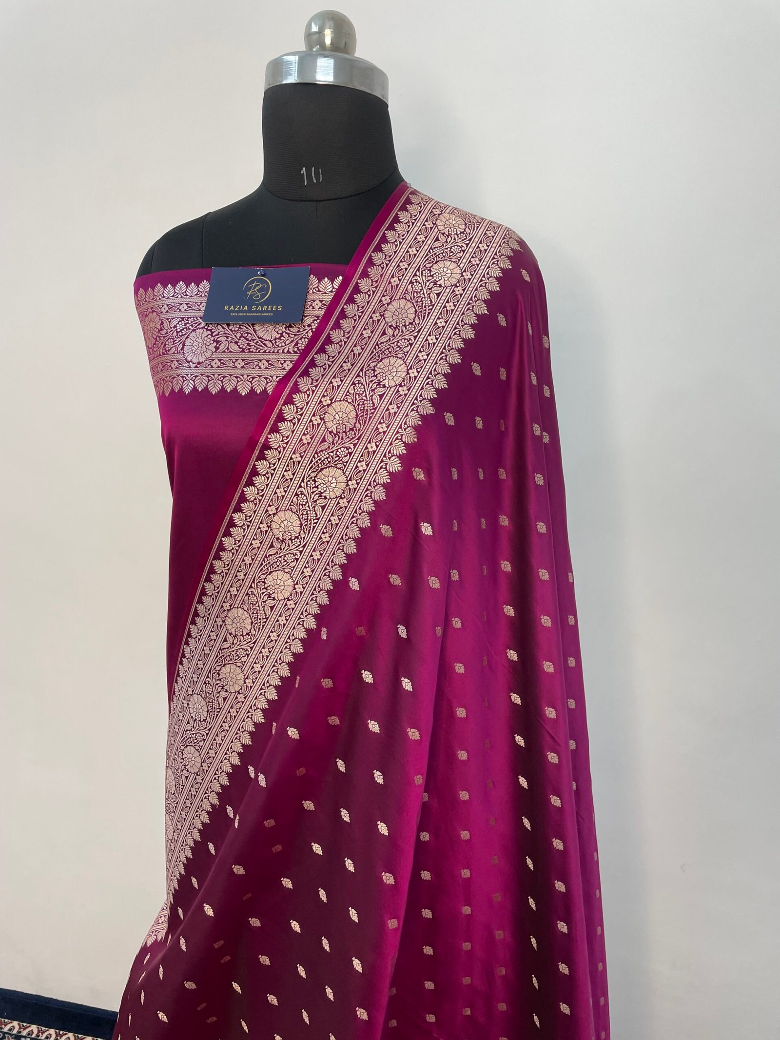 Purple Booti Mashru Katan Silk Saree - Image 2