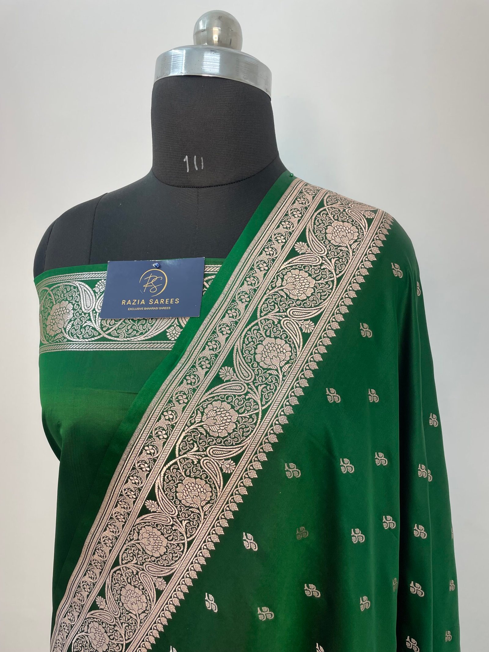 Green Booti Mashru Katan Silk Saree