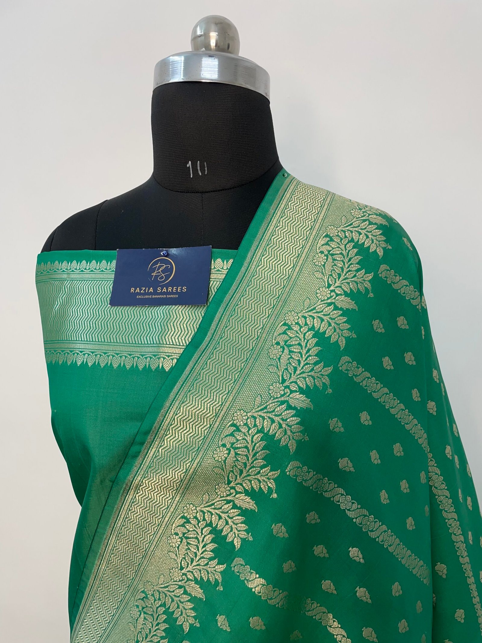 Sea Green Booti Premium Katan Silk Saree