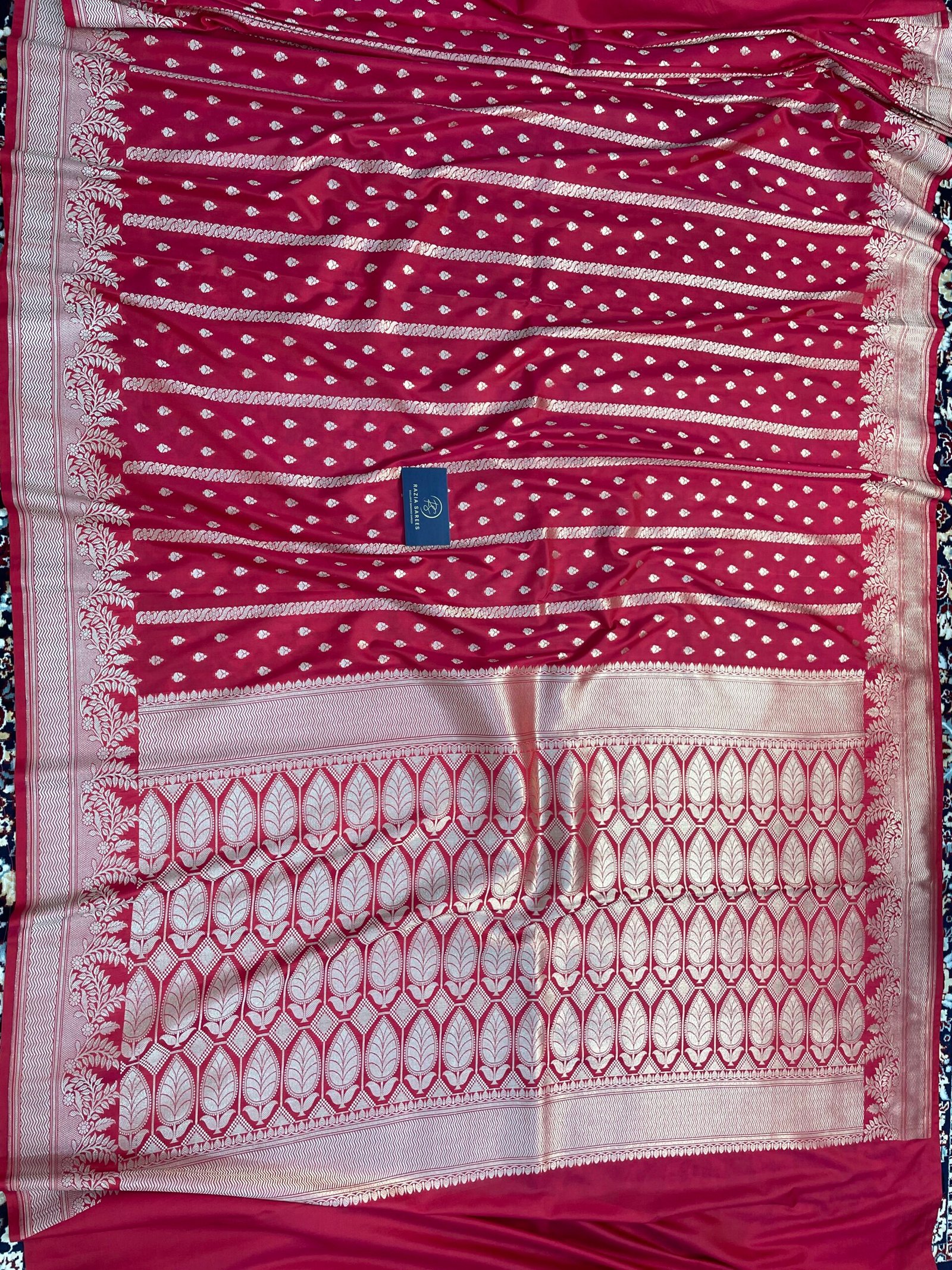 Strawberry Booti Premium Katan Silk Saree - Image 4
