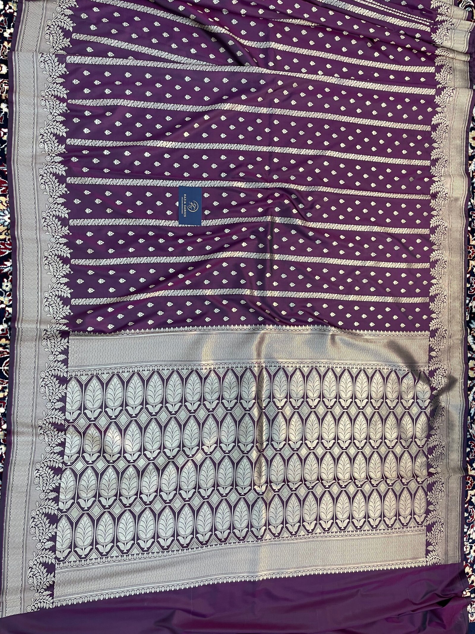 Purple Booti Premium Katan Silk Saree - Image 4