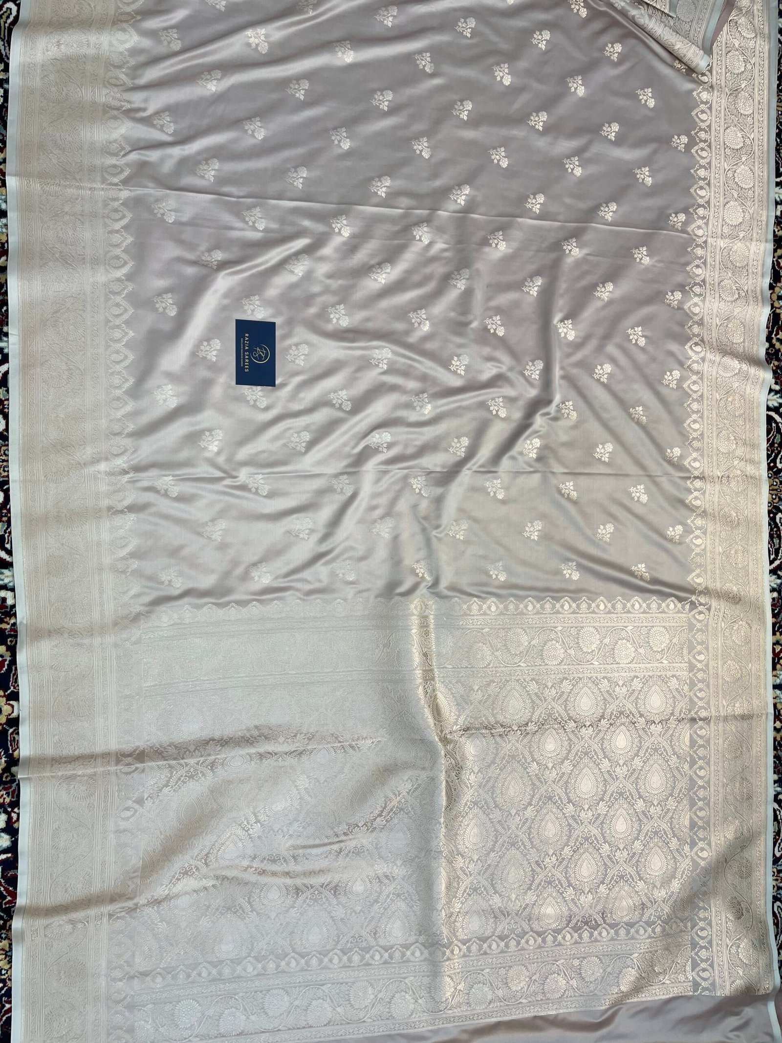 C1. Baby Brown Booti Mashru Katan Silk Saree - Image 4