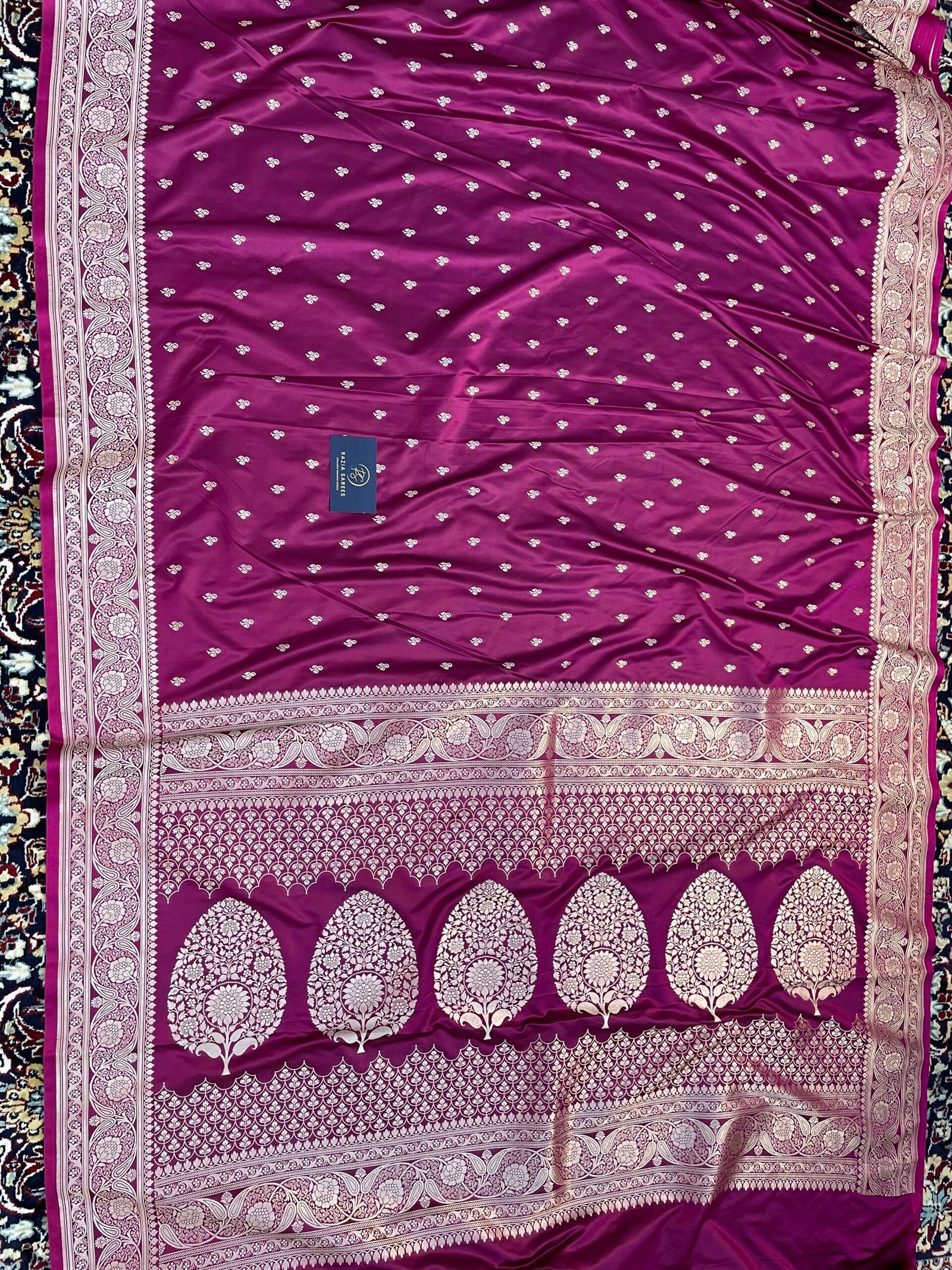 Purple Booti Mashru Katan Silk Saree - Image 4