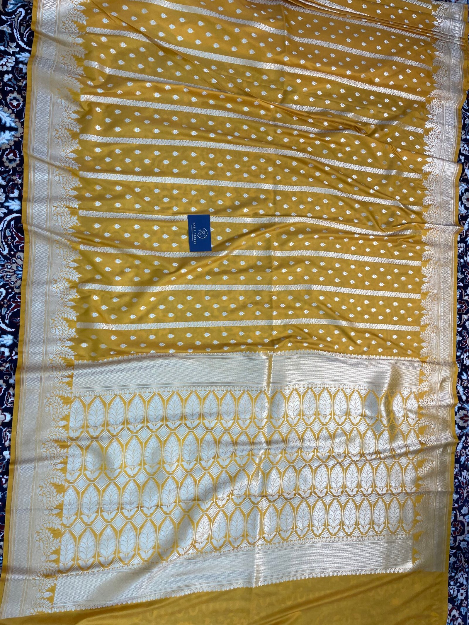 Yellow Booti Premium Katan Silk Saree - Image 4