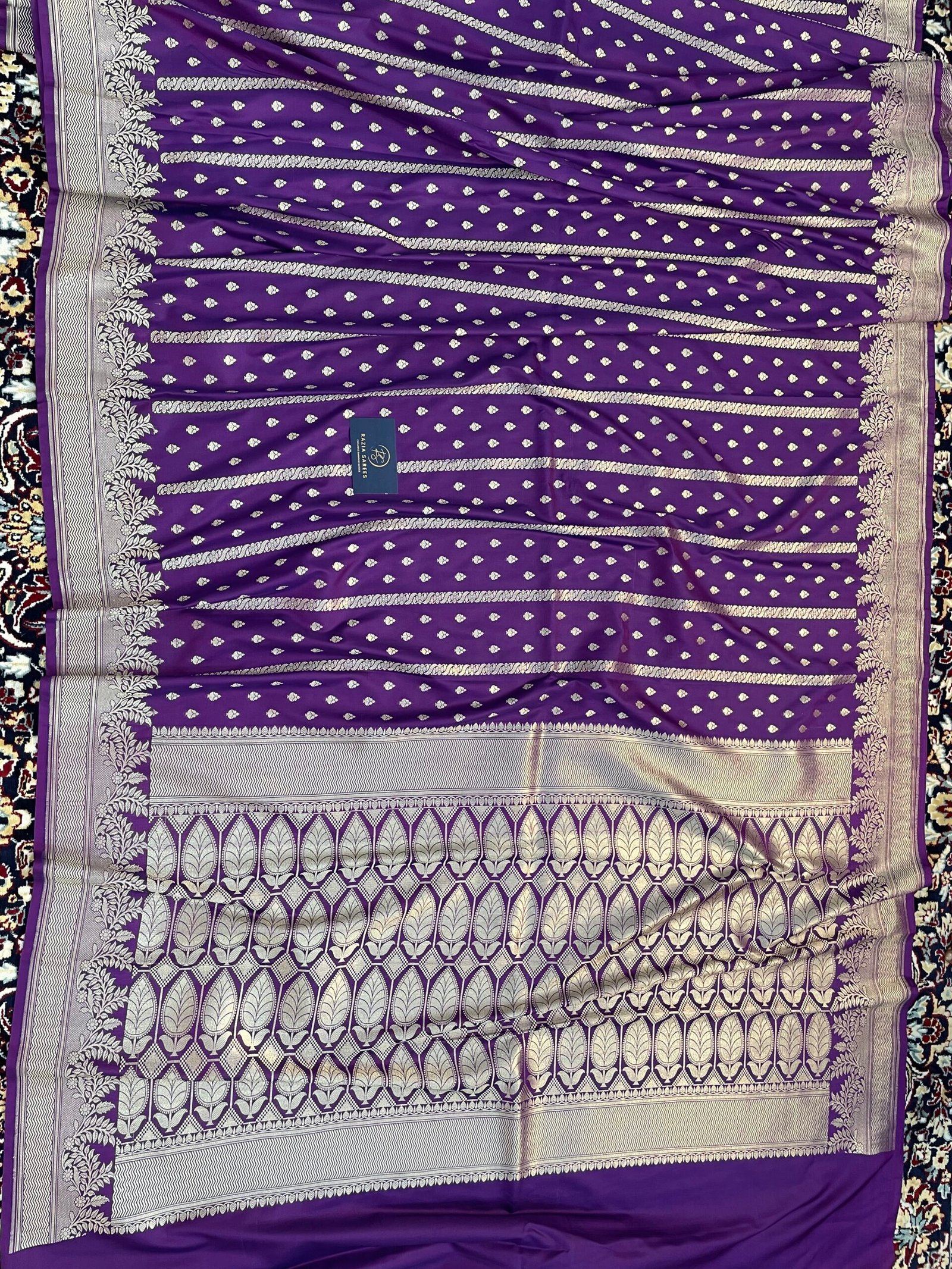 Begani Booti Premium Katan Silk Saree - Image 4