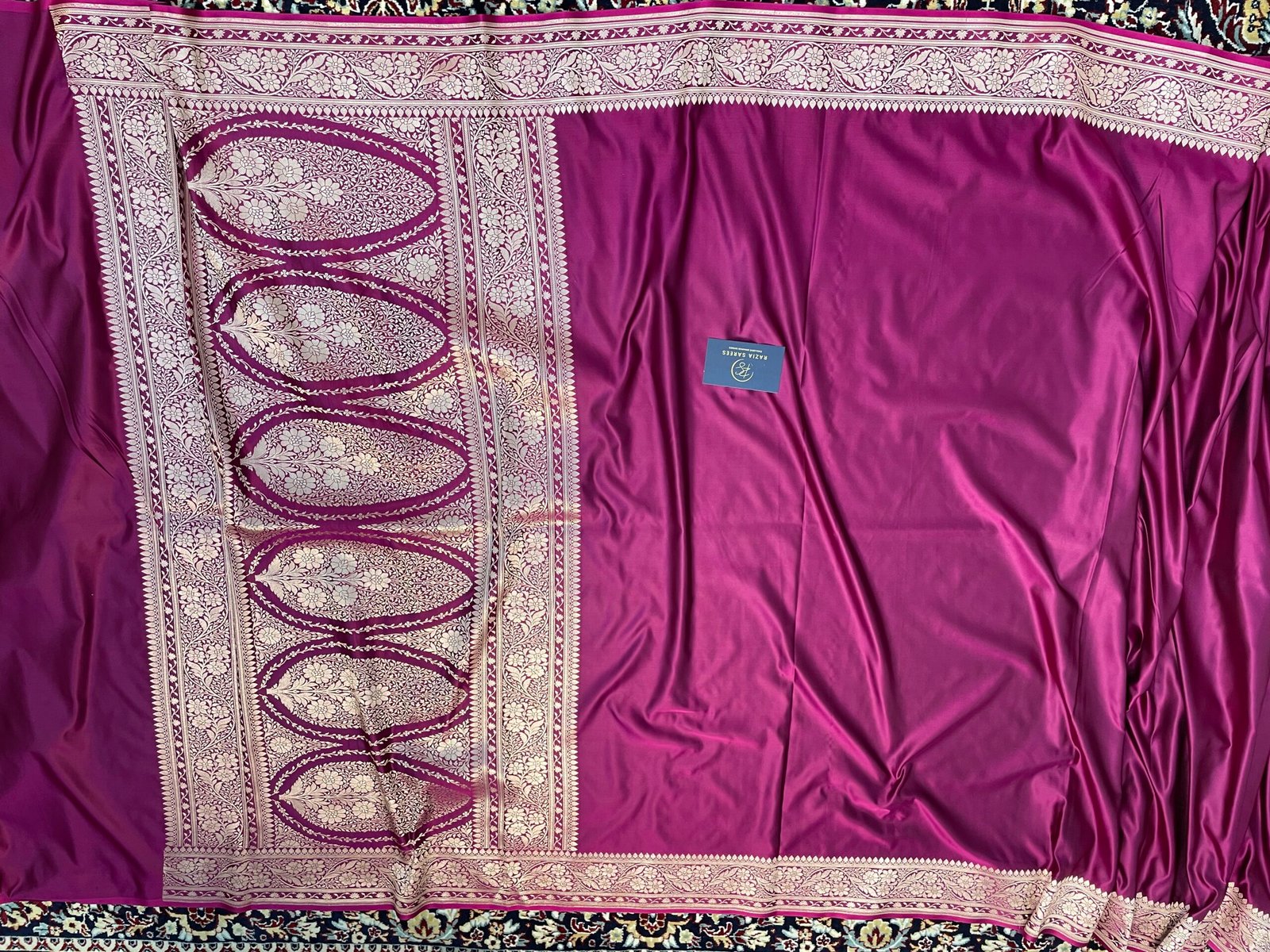 Purple Plain Mashru Katan Silk Saree - Image 4