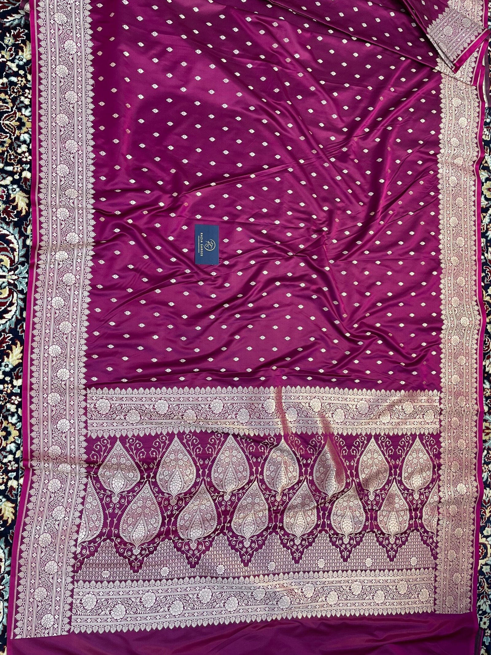 Purple Booti Mashru Katan Silk Saree - Image 4