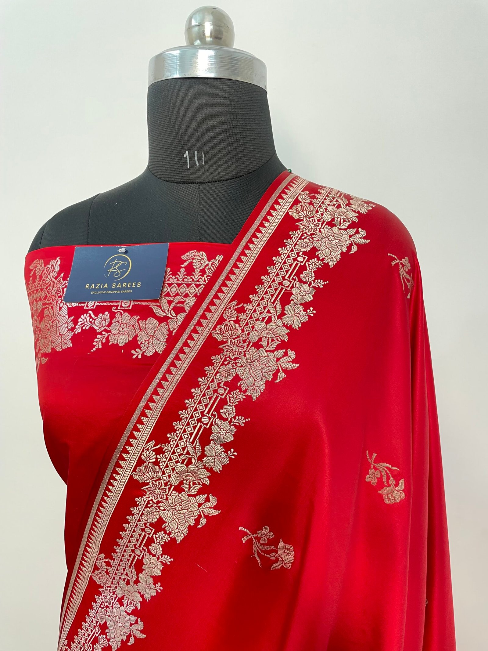 A. Red Booti Mashru Katan Silk Saree
