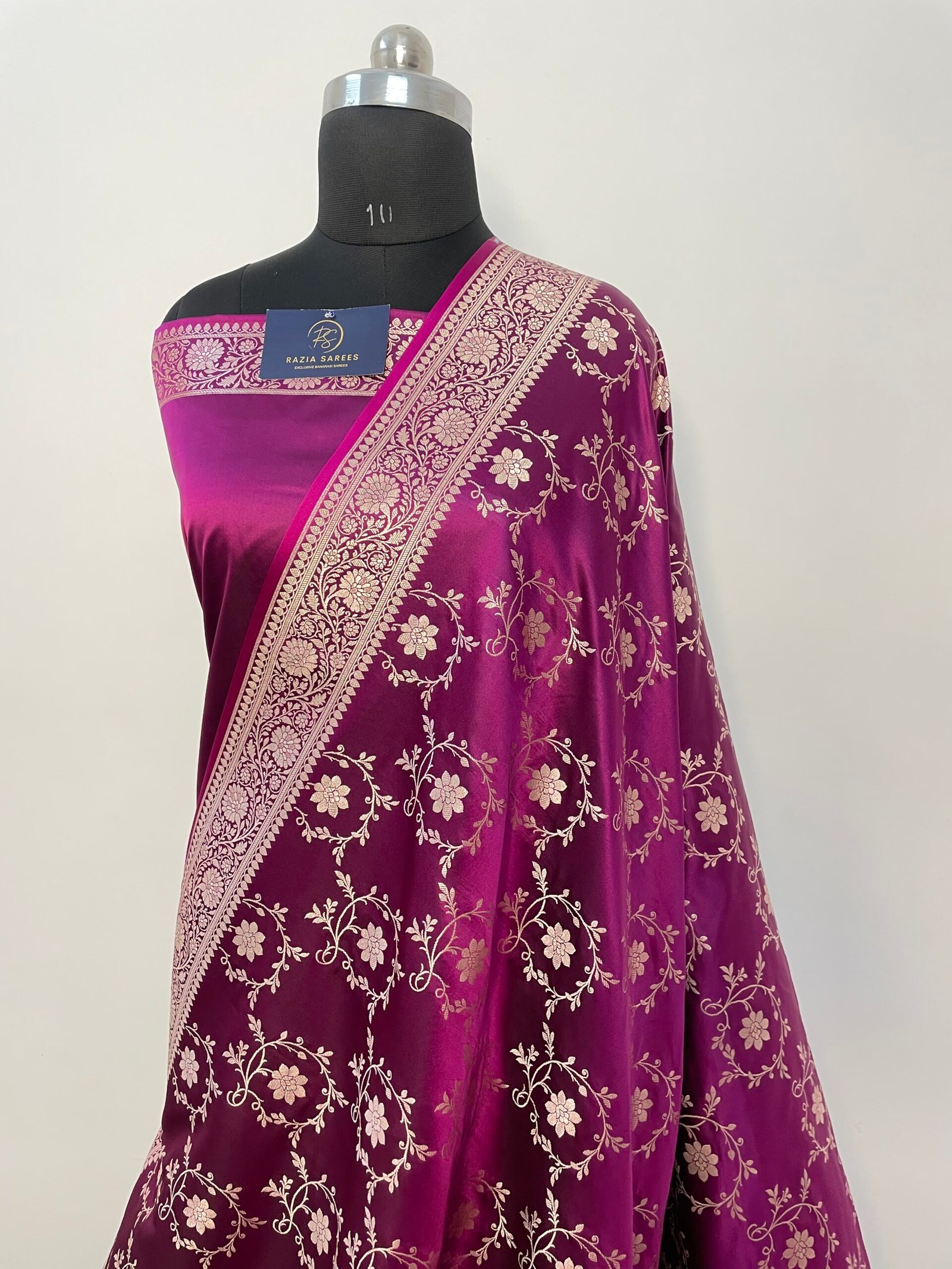 B. Purple Jaal Mashru Katan Silk Saree - Image 2