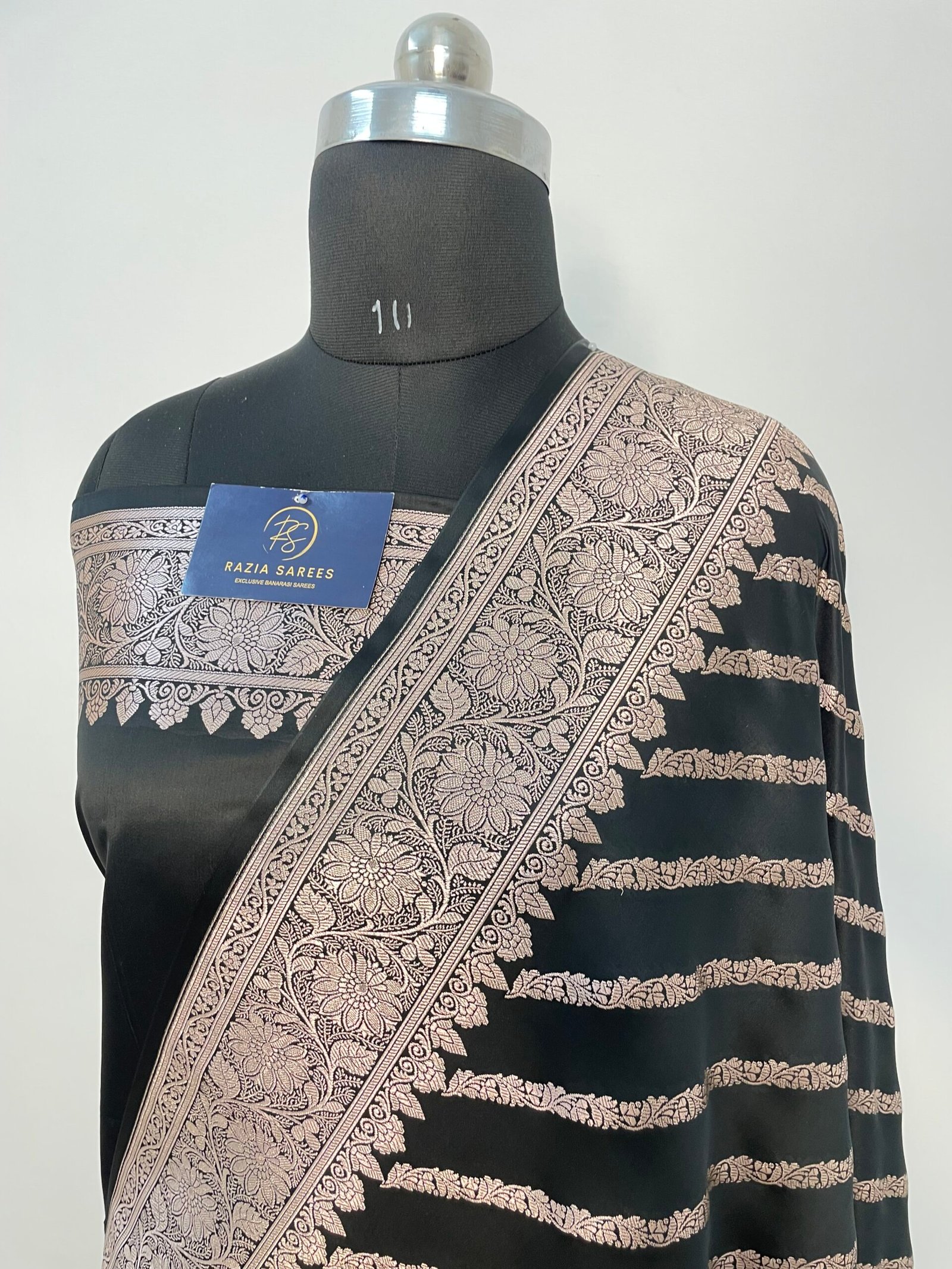 Black Aada Mashru Katan Silk Saree