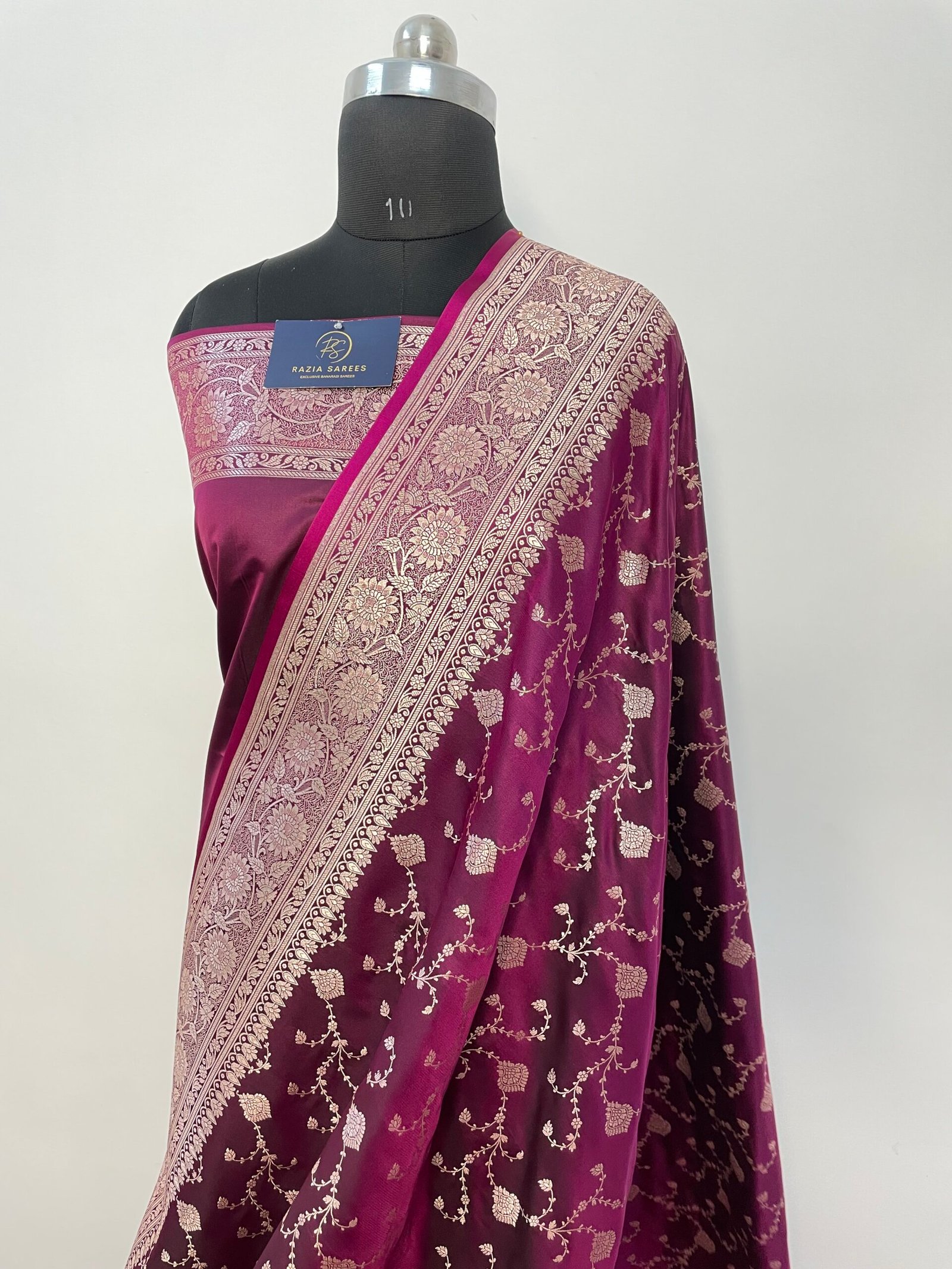Purple Jaal Mashru Katan Silk Saree - Image 2