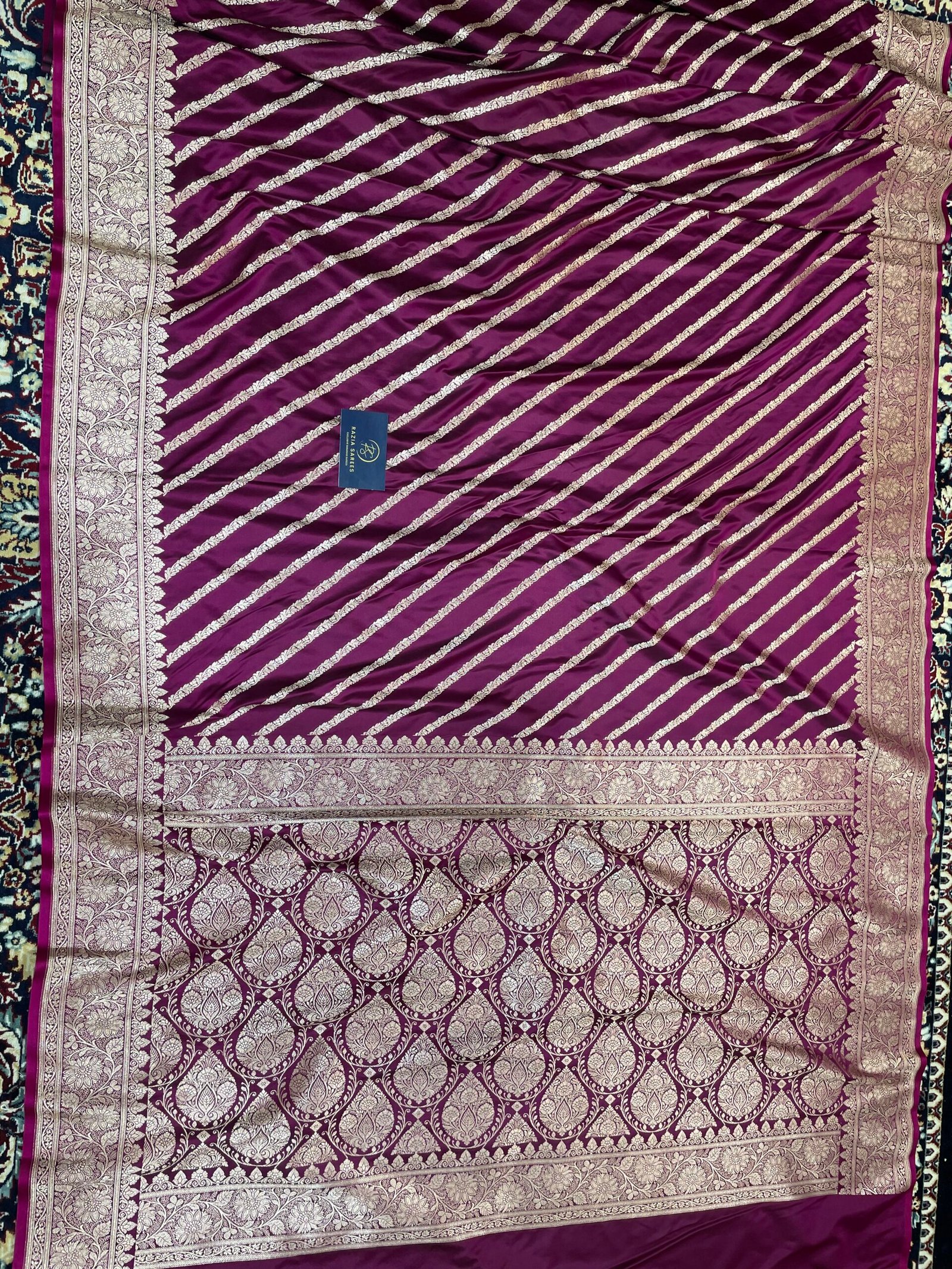 Purple Aada Mashru Katan Silk Saree - Image 4