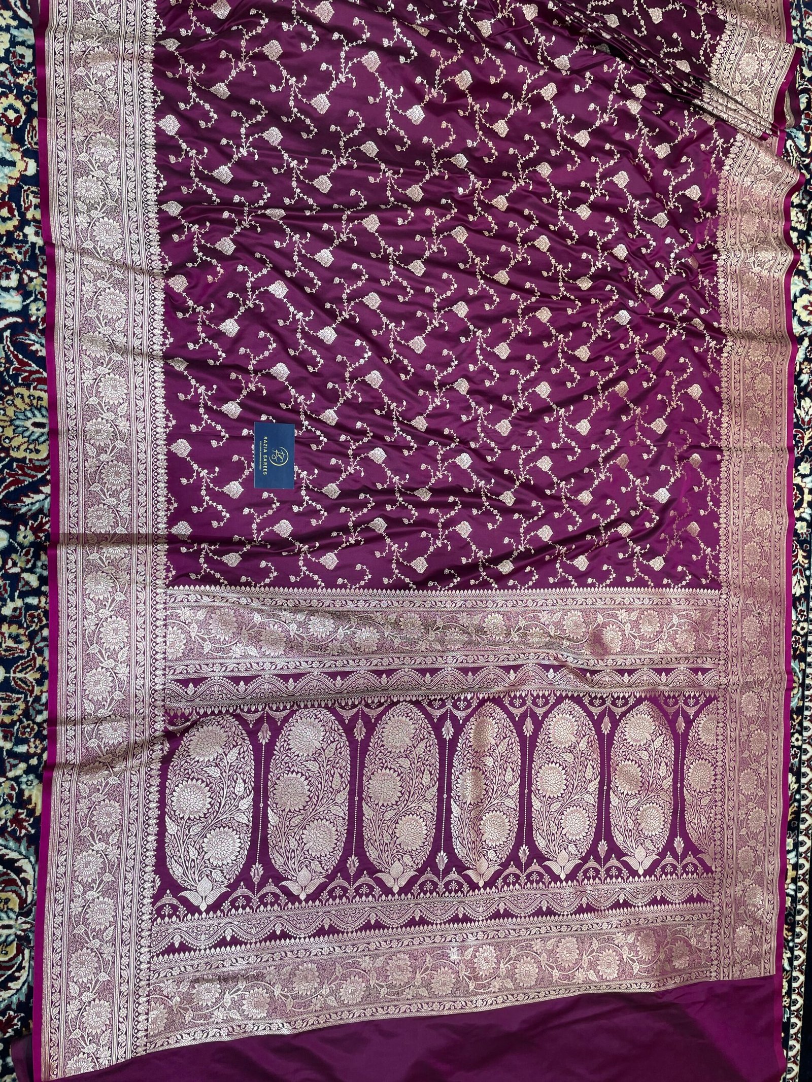 Purple Jaal Mashru Katan Silk Saree - Image 4