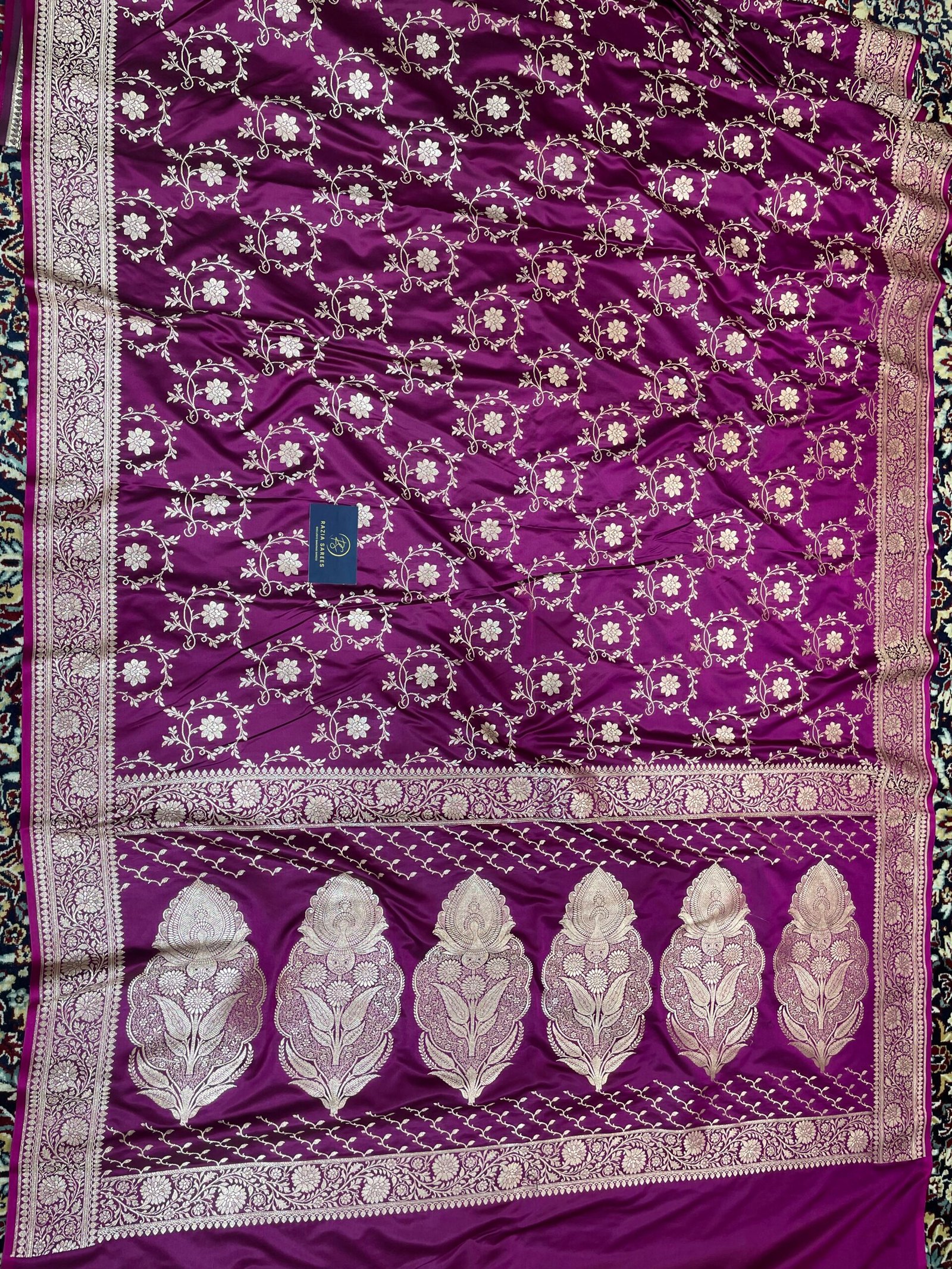 B. Purple Jaal Mashru Katan Silk Saree - Image 4