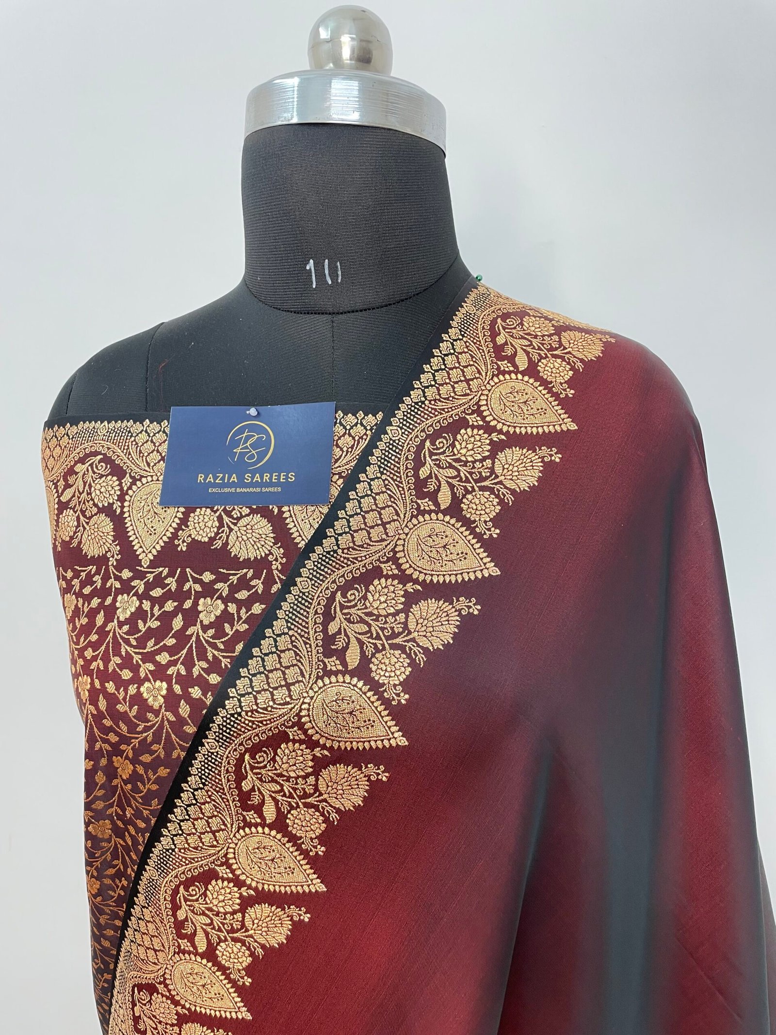 A. Mehroon Designer Plain Satin Katan Silk Saree