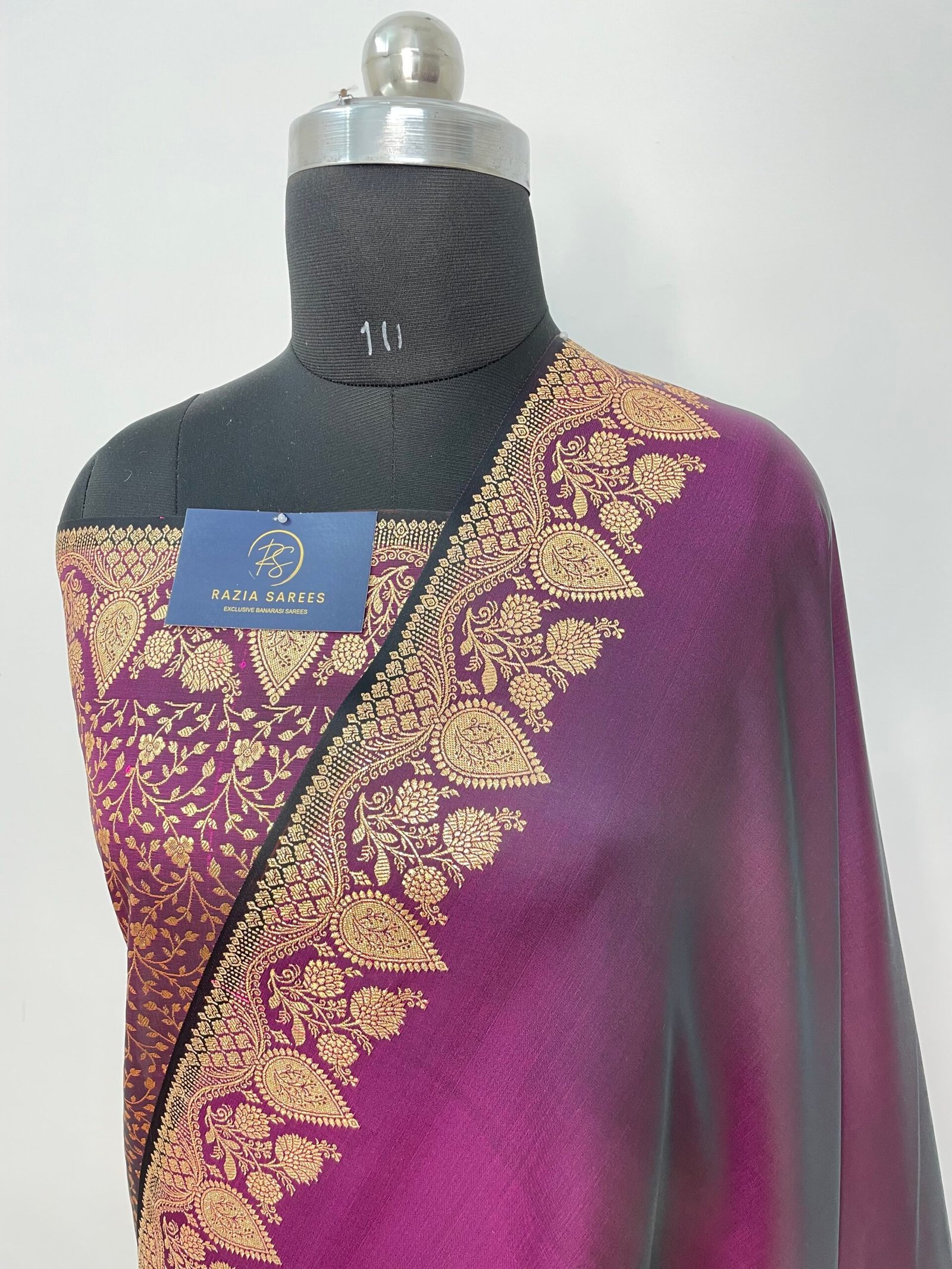 Purple Designer Plain Satin Katan Silk Saree