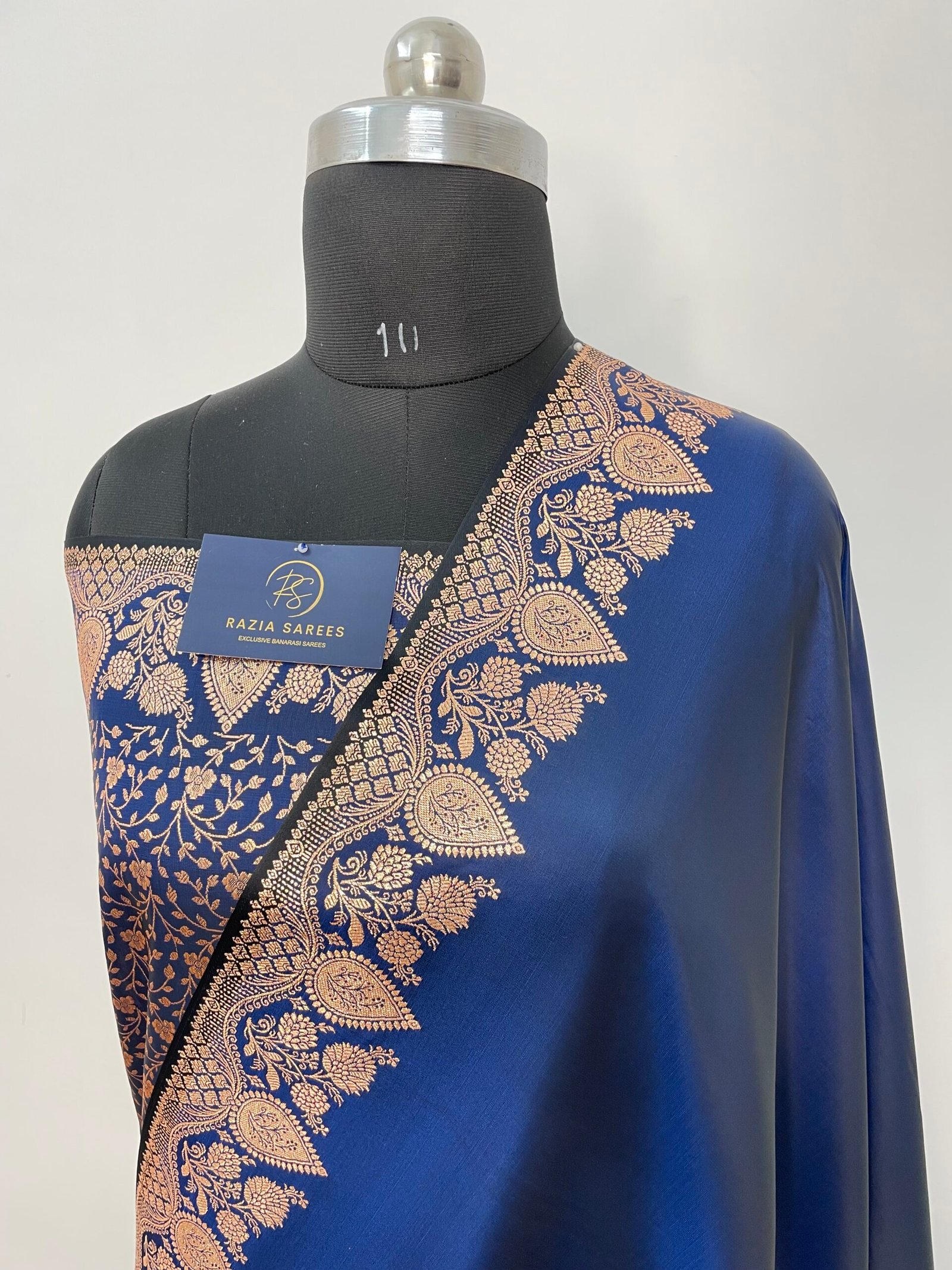 Royal Blue Designer Plain Satin Katan Silk Saree