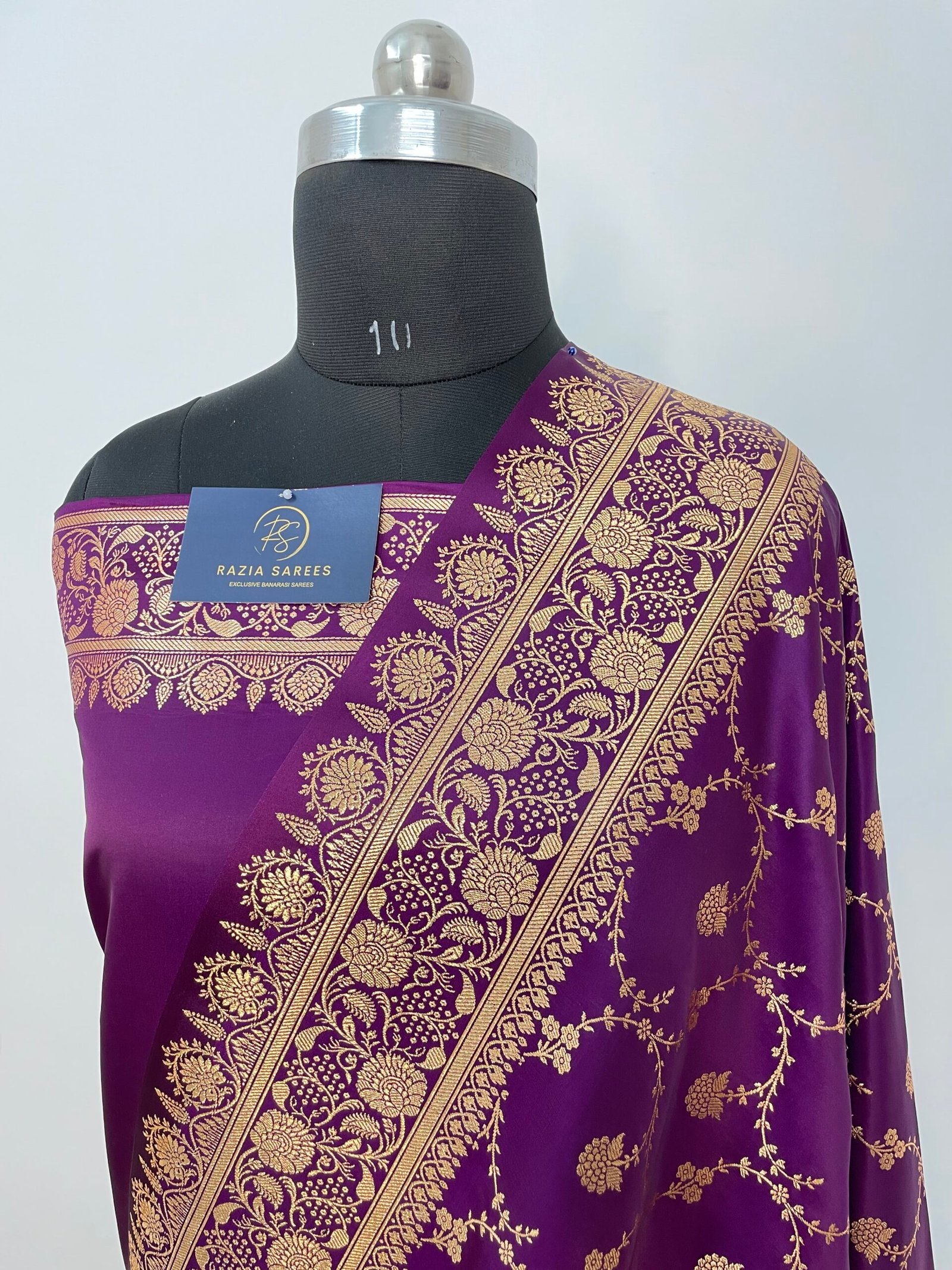 Purple Designer Jaal Satin Katan Silk