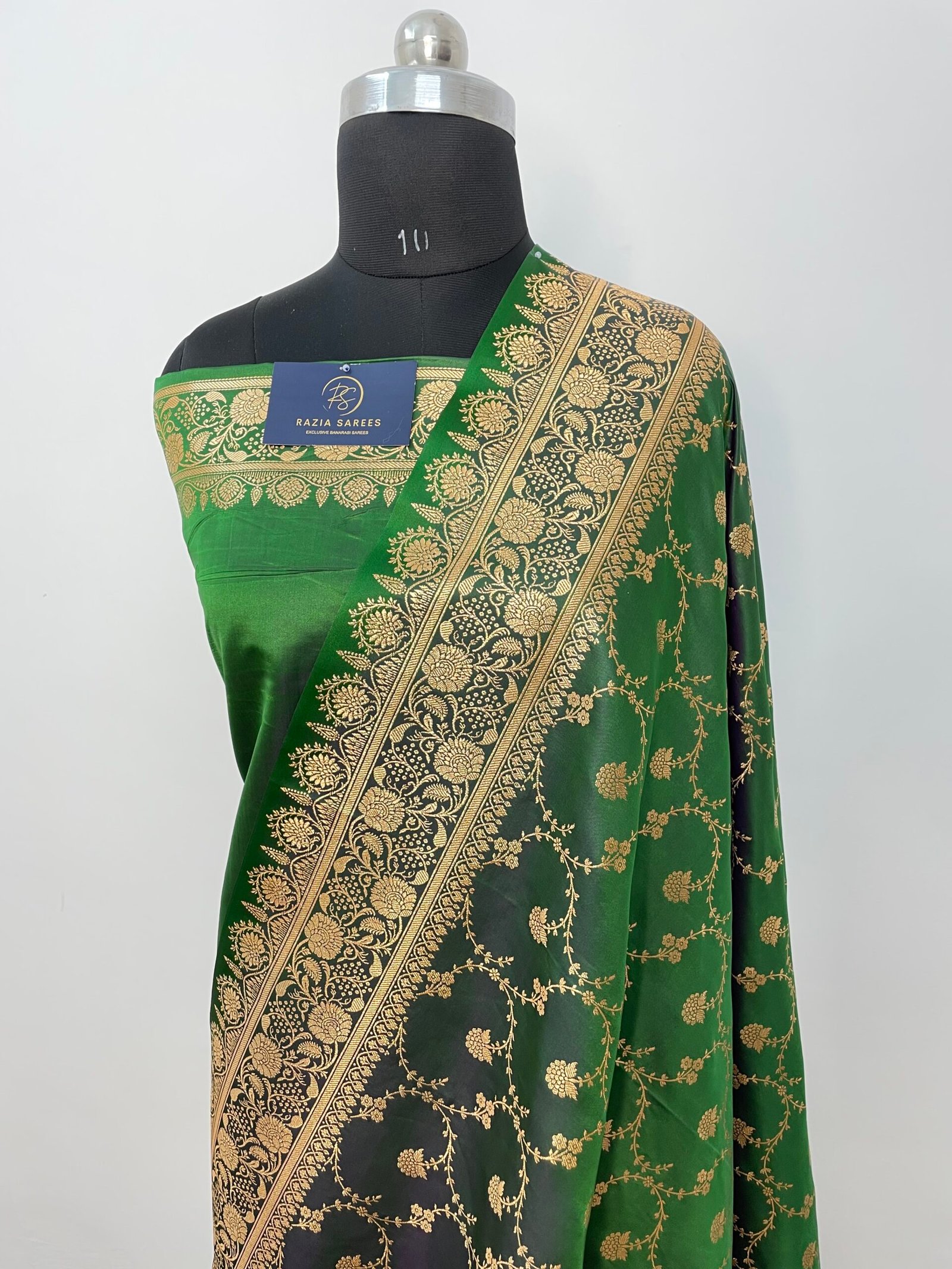 A. Mahendi Designer Jaal Satin Katan Silk Saree - Image 2