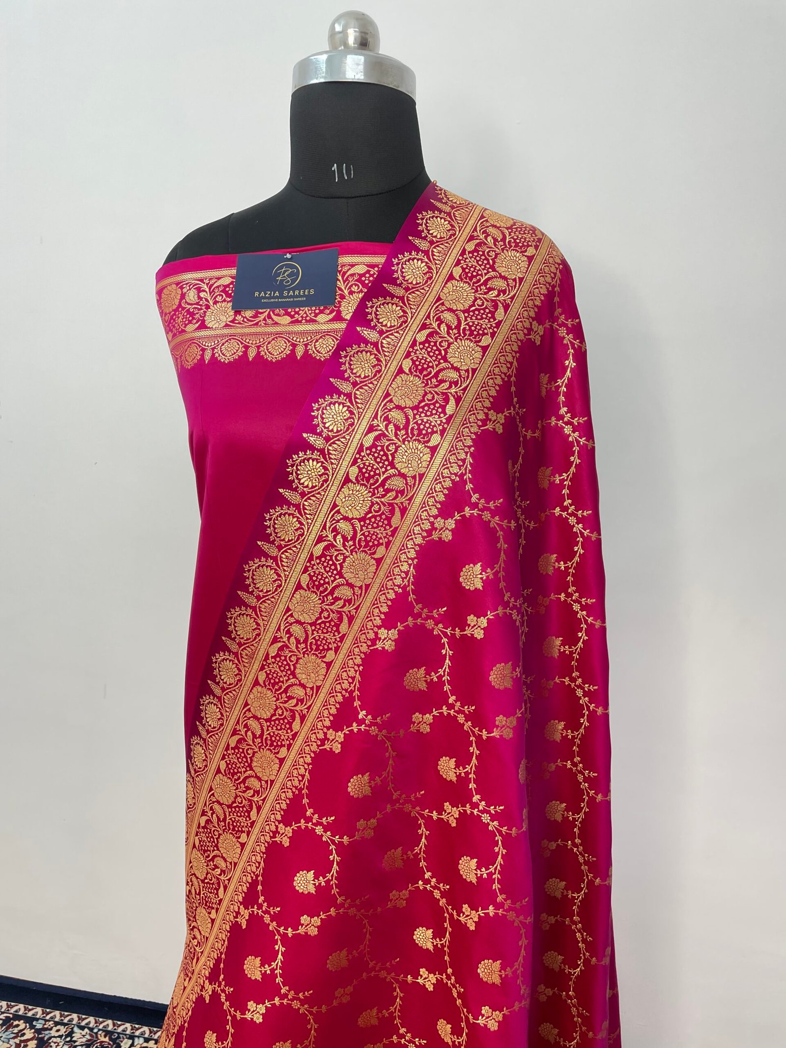Rani Designer Jaal Satin Katan Silk Saree - Image 2
