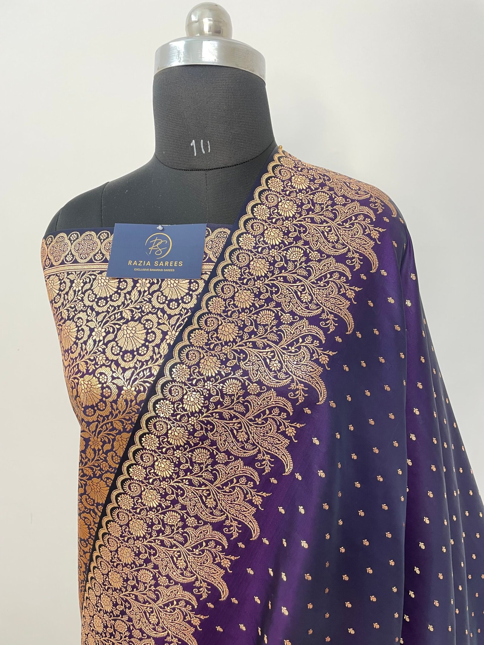 Begani Designer Booti Satin Katan Silk Saree