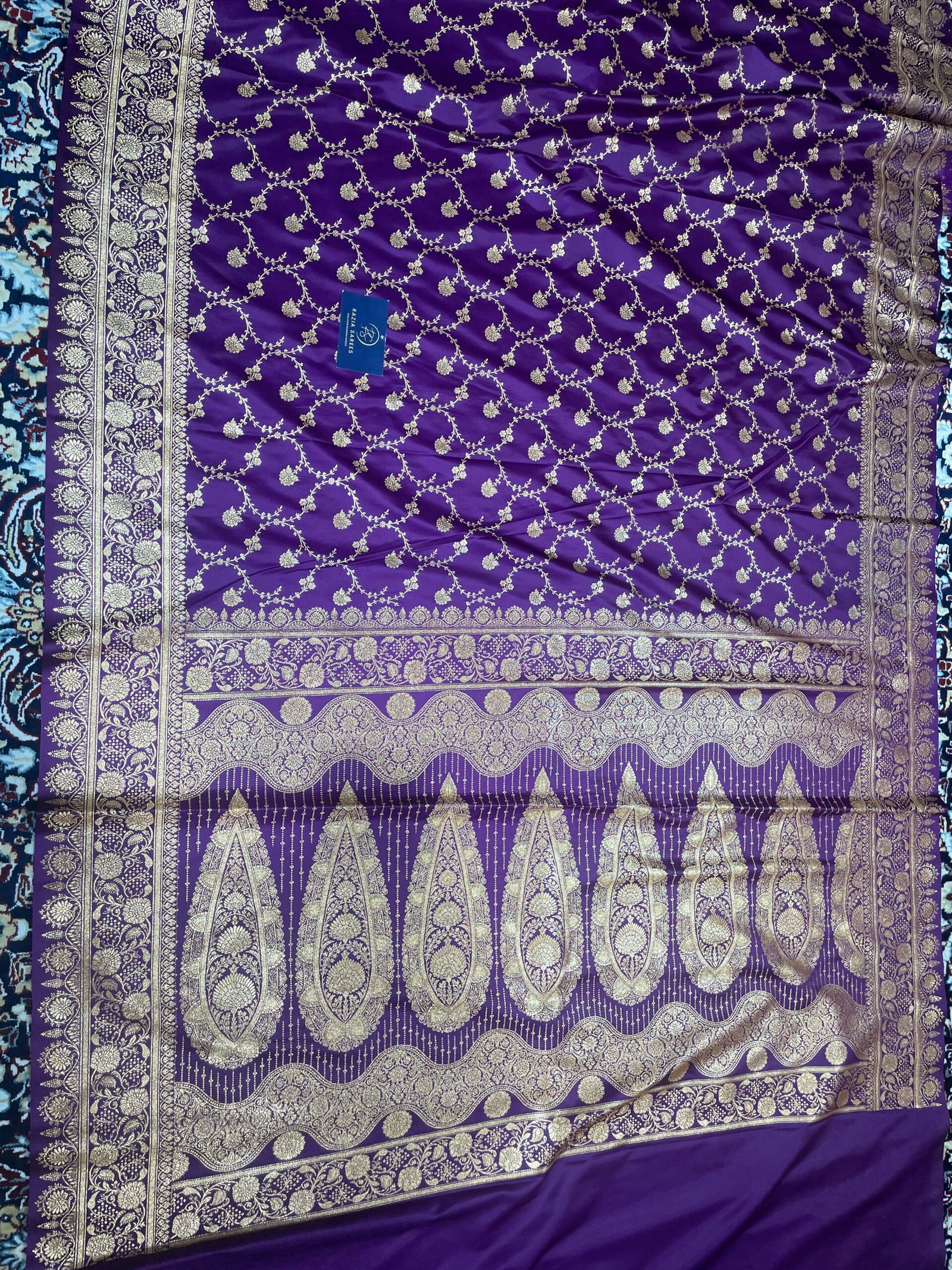 Purple Designer Jaal Satin Katan Silk - Image 4