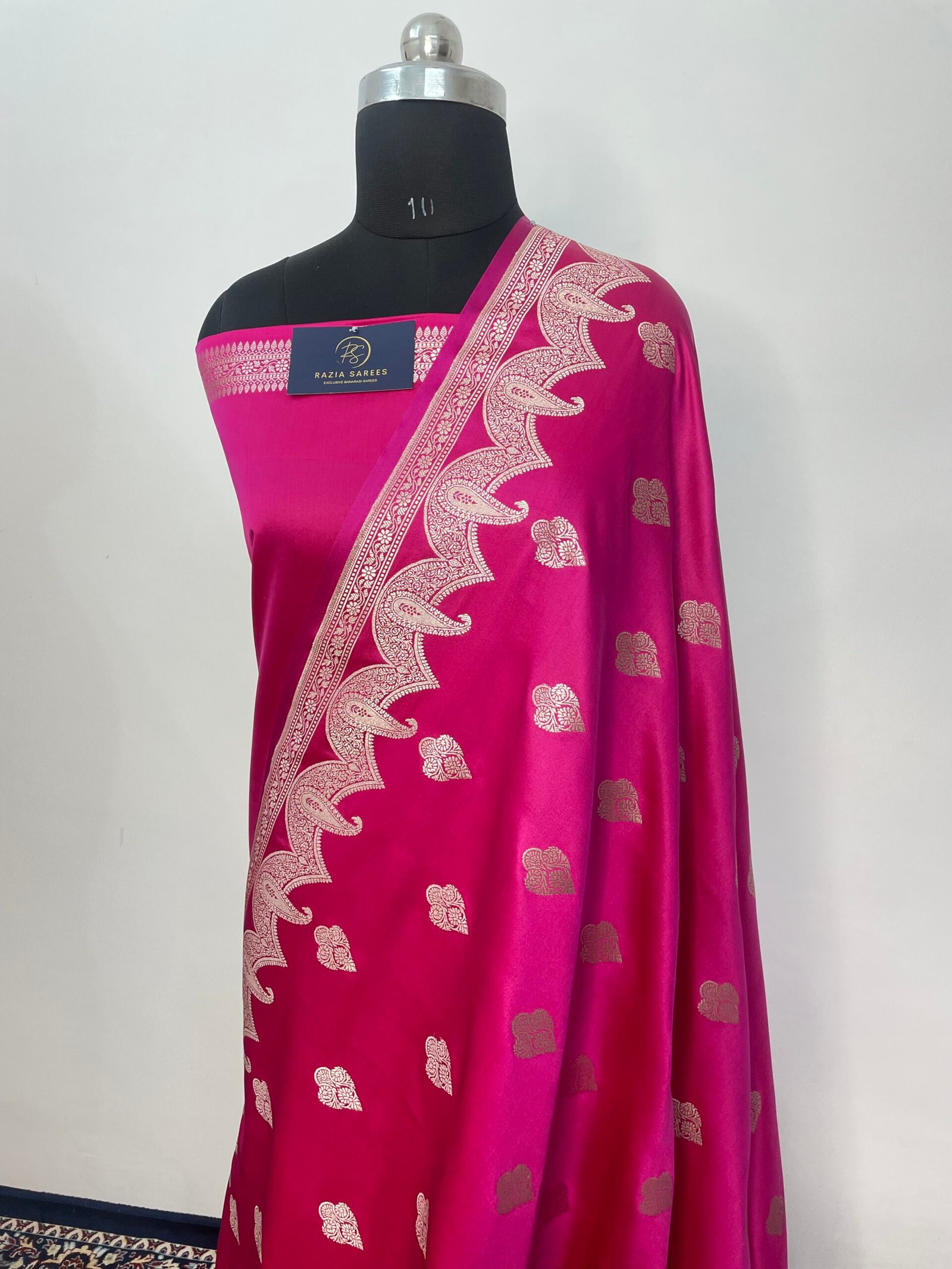 A1. Strawberry Pink Mashru Katan Silk Saree - Image 2
