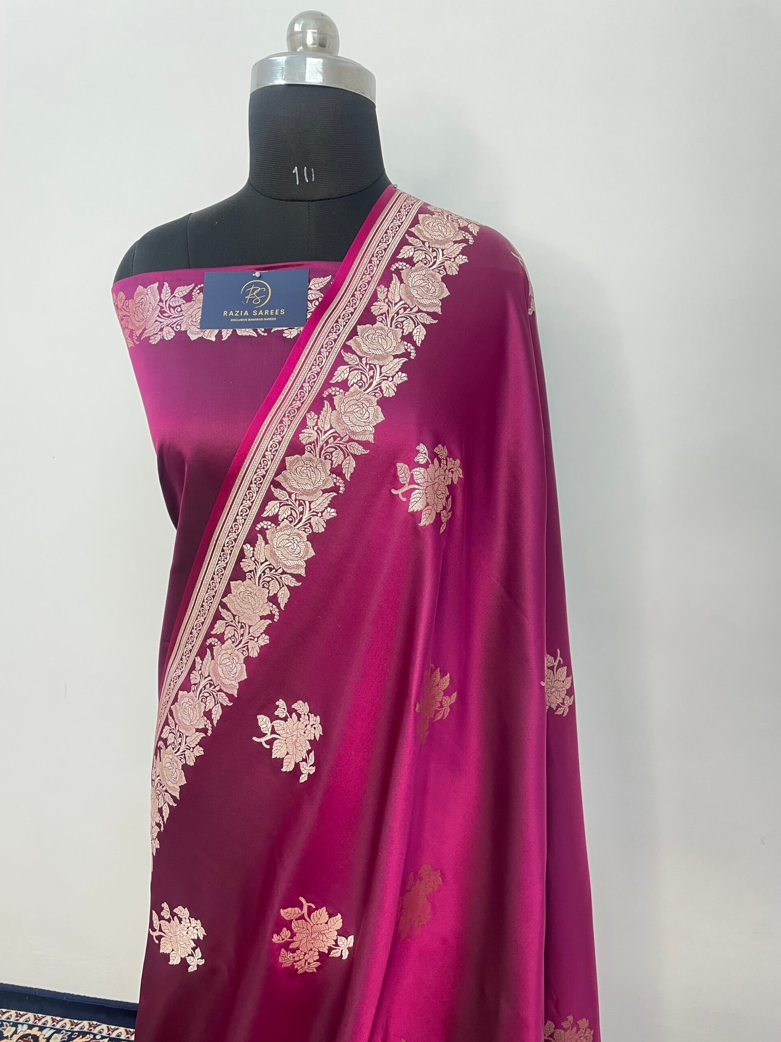 Purple Boota Mashru Katan Silk Saree - Image 2