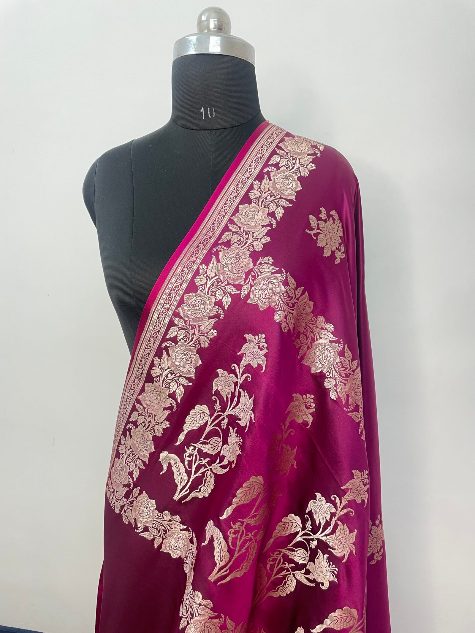 Purple Boota Mashru Katan Silk Saree - Image 3