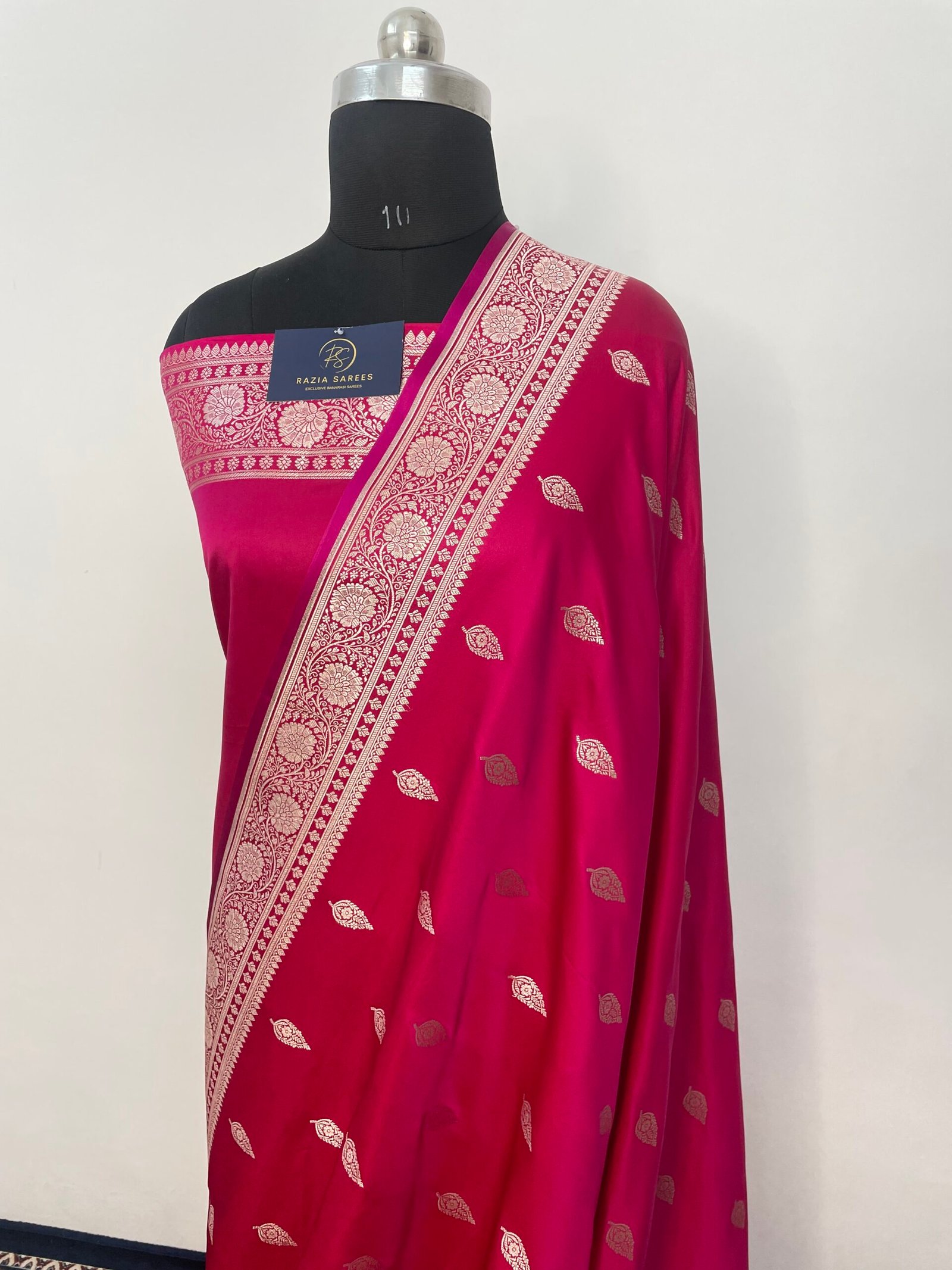 Rani Pink Boota Mashru Katan Silk Saree - Image 2