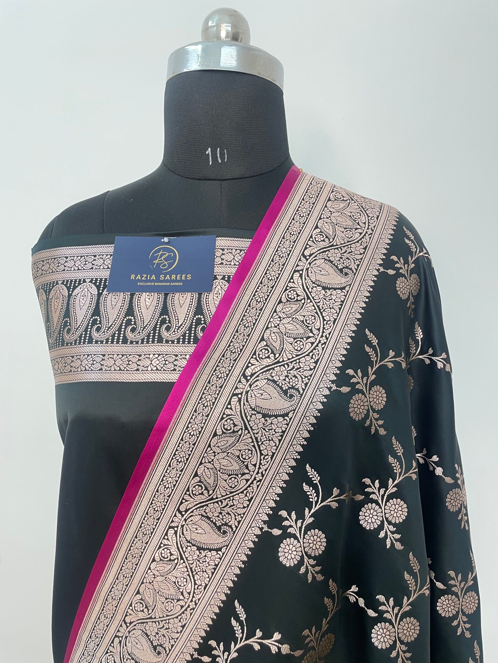Black Jaal Mashru Katan Silk Saree