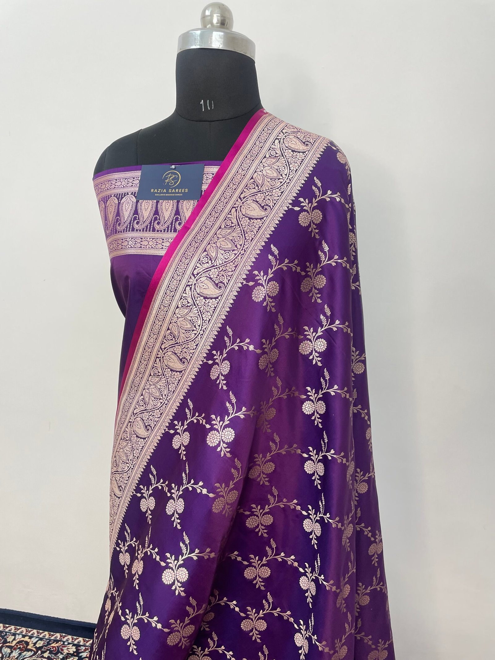 Begani Jaal Mashru Katan Silk Saree - Image 2