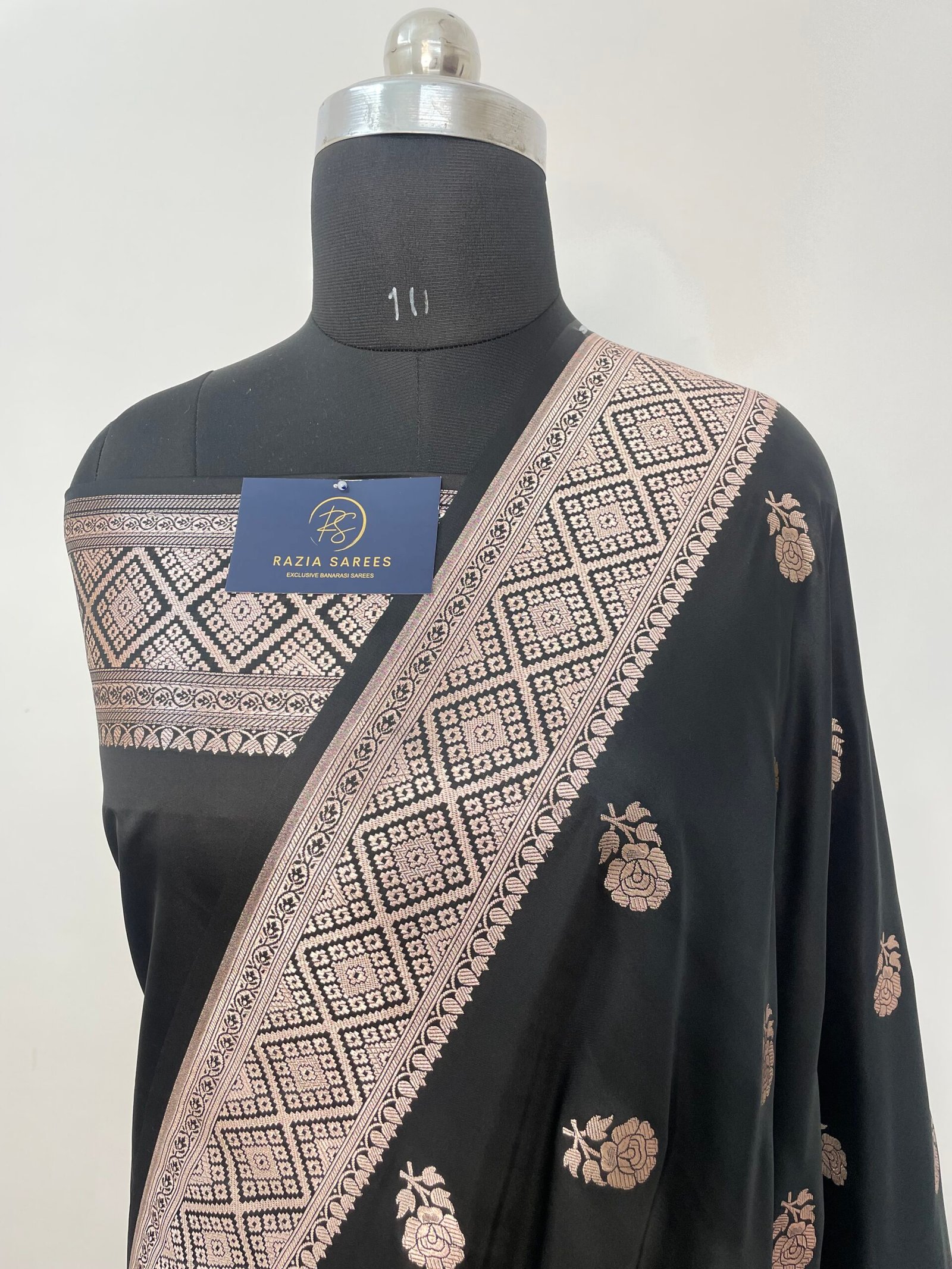 A4. Black Boota Mashru Katan Silk Saree