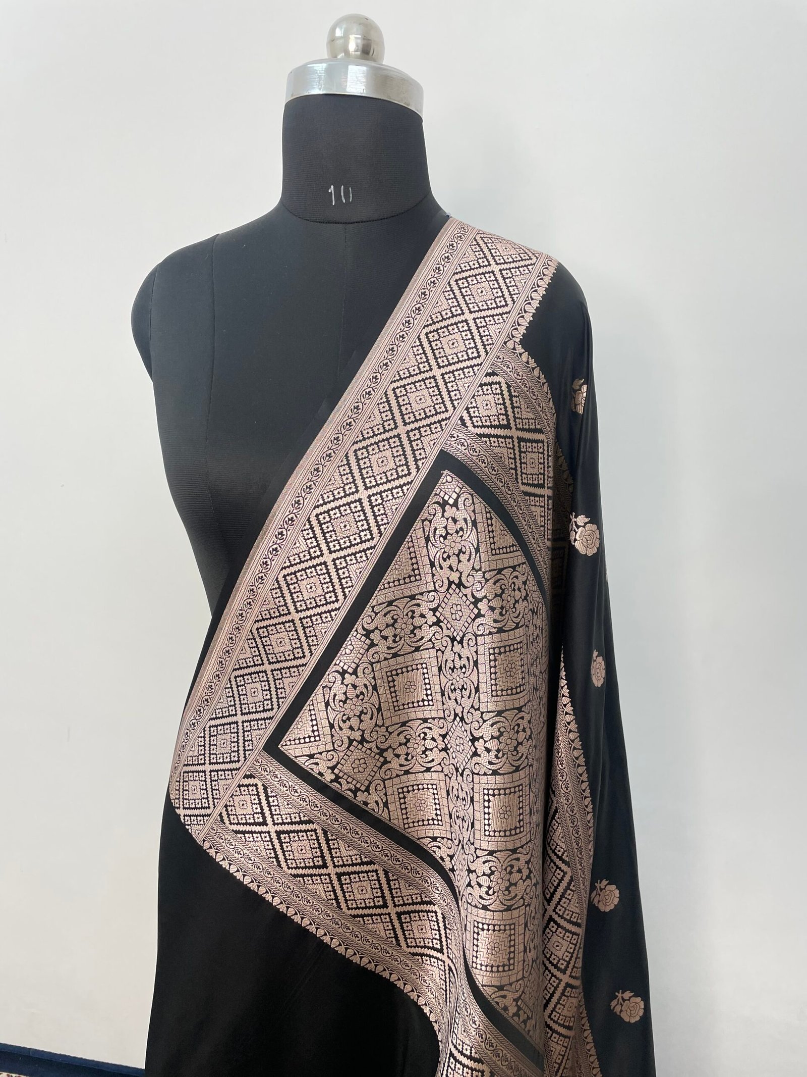 A4. Black Boota Mashru Katan Silk Saree - Image 3