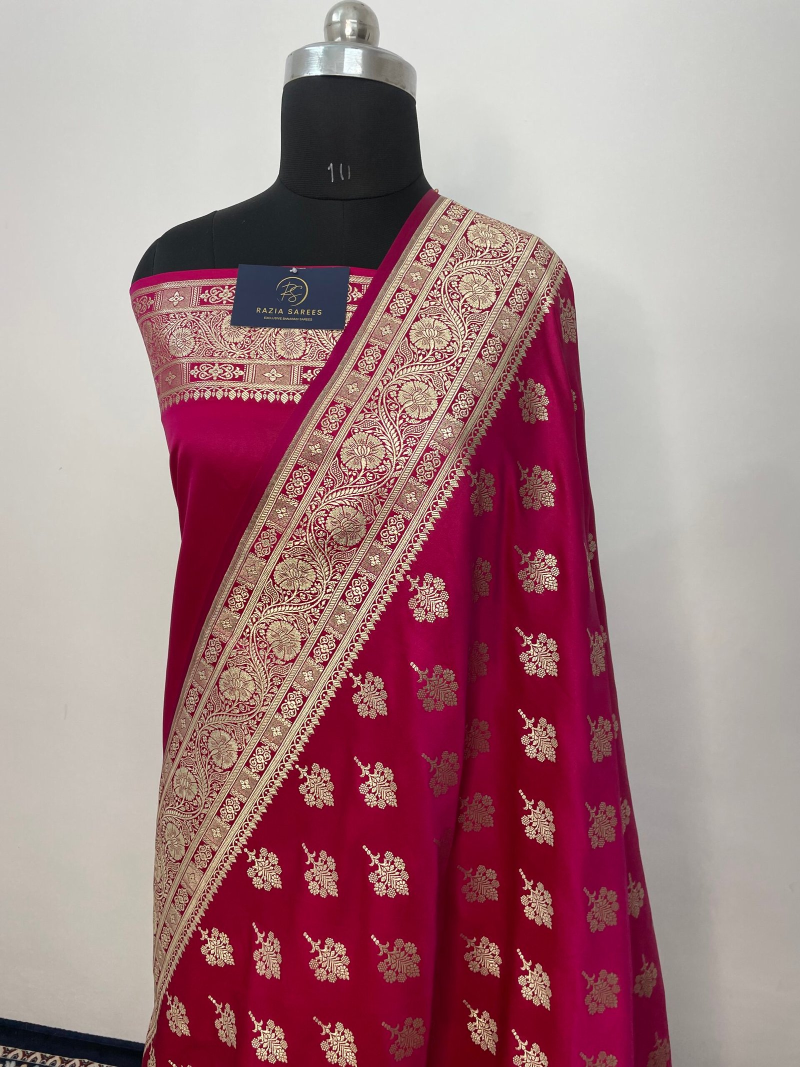 B. Rani Pink Boota Mashru Katan Silk Saree - Image 2