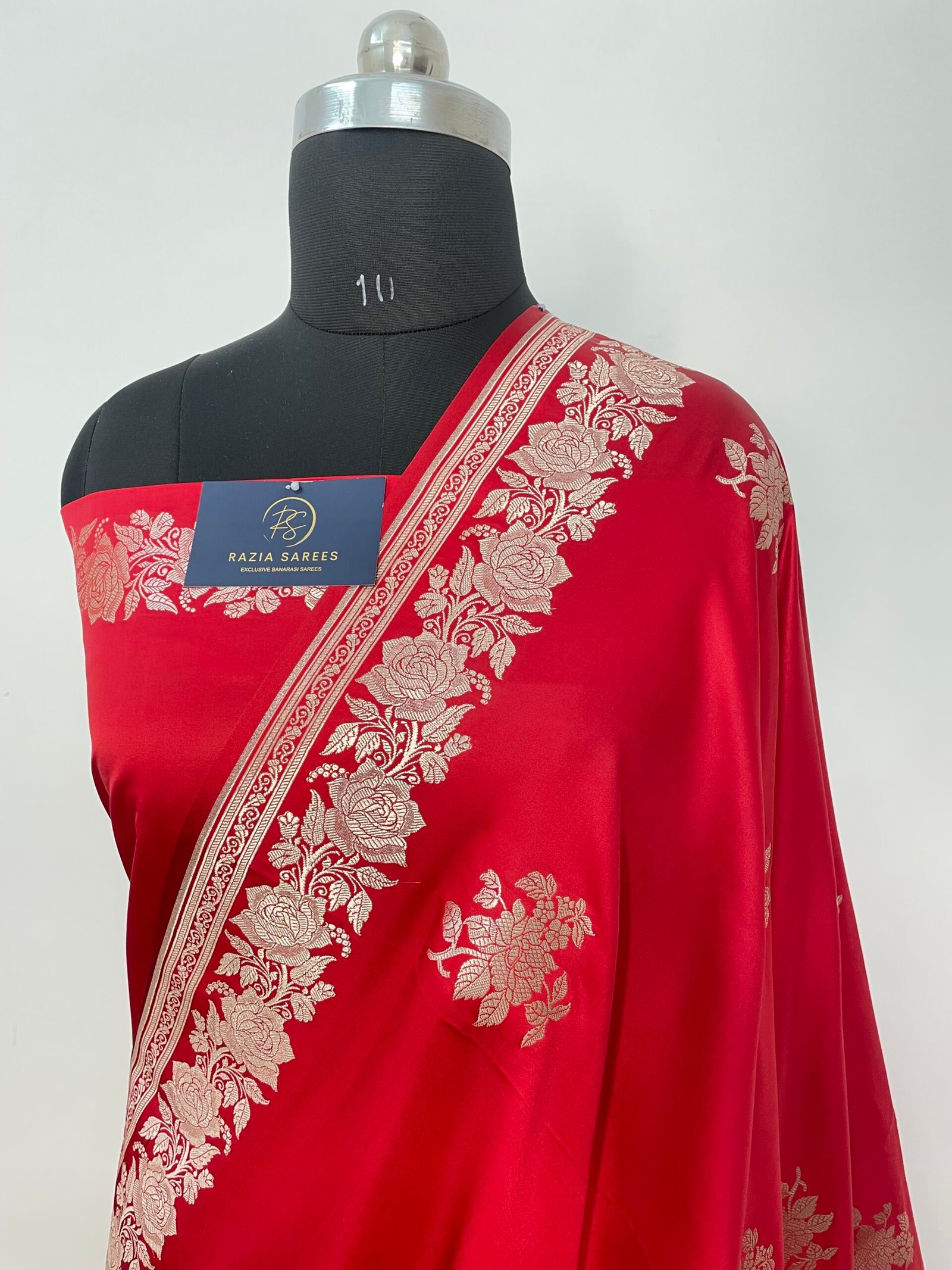 Red Boota Mashru Katan Silk Saree