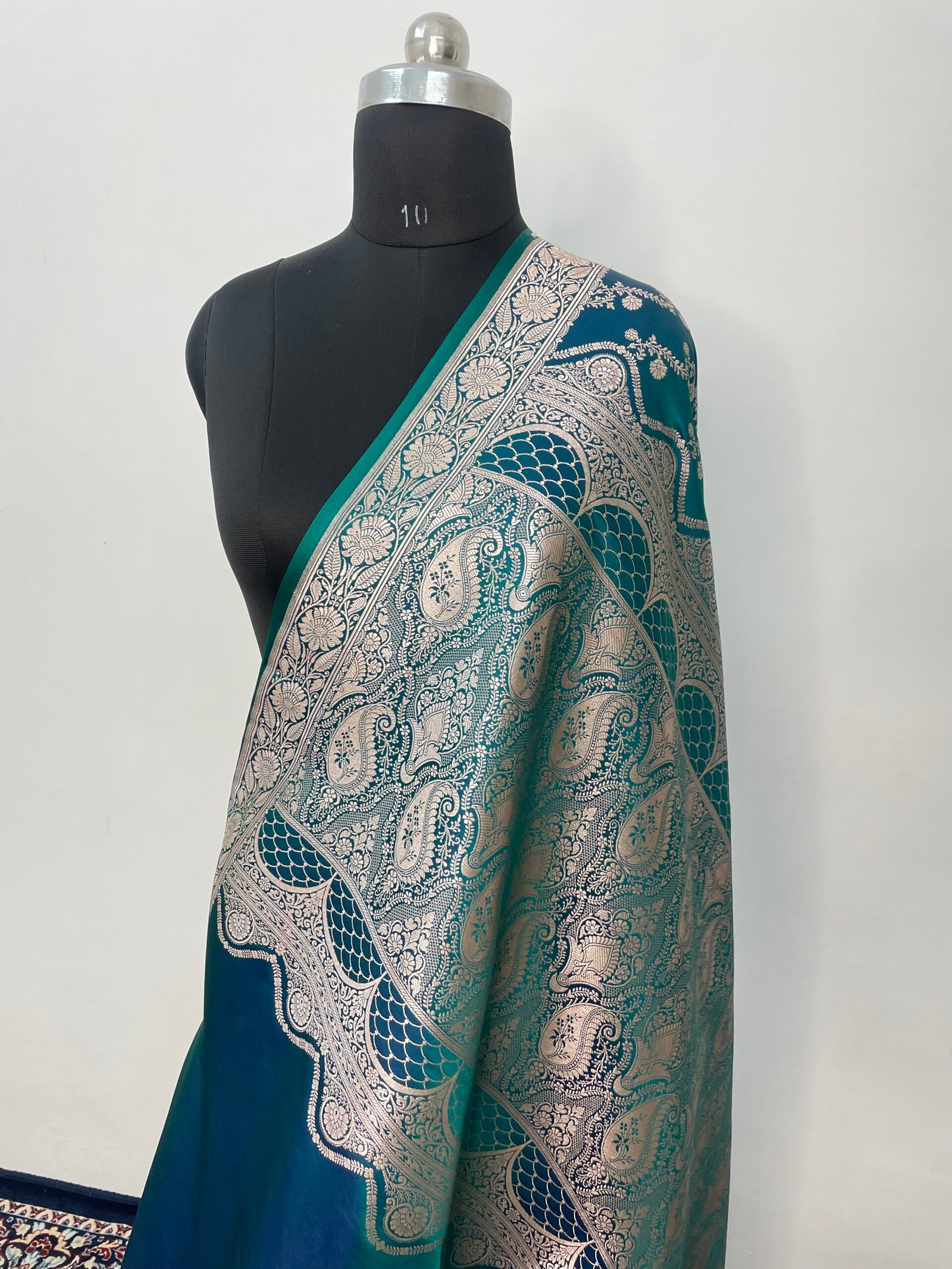B. Rama Green Aada Mashru Katan Silk Saree - Image 3