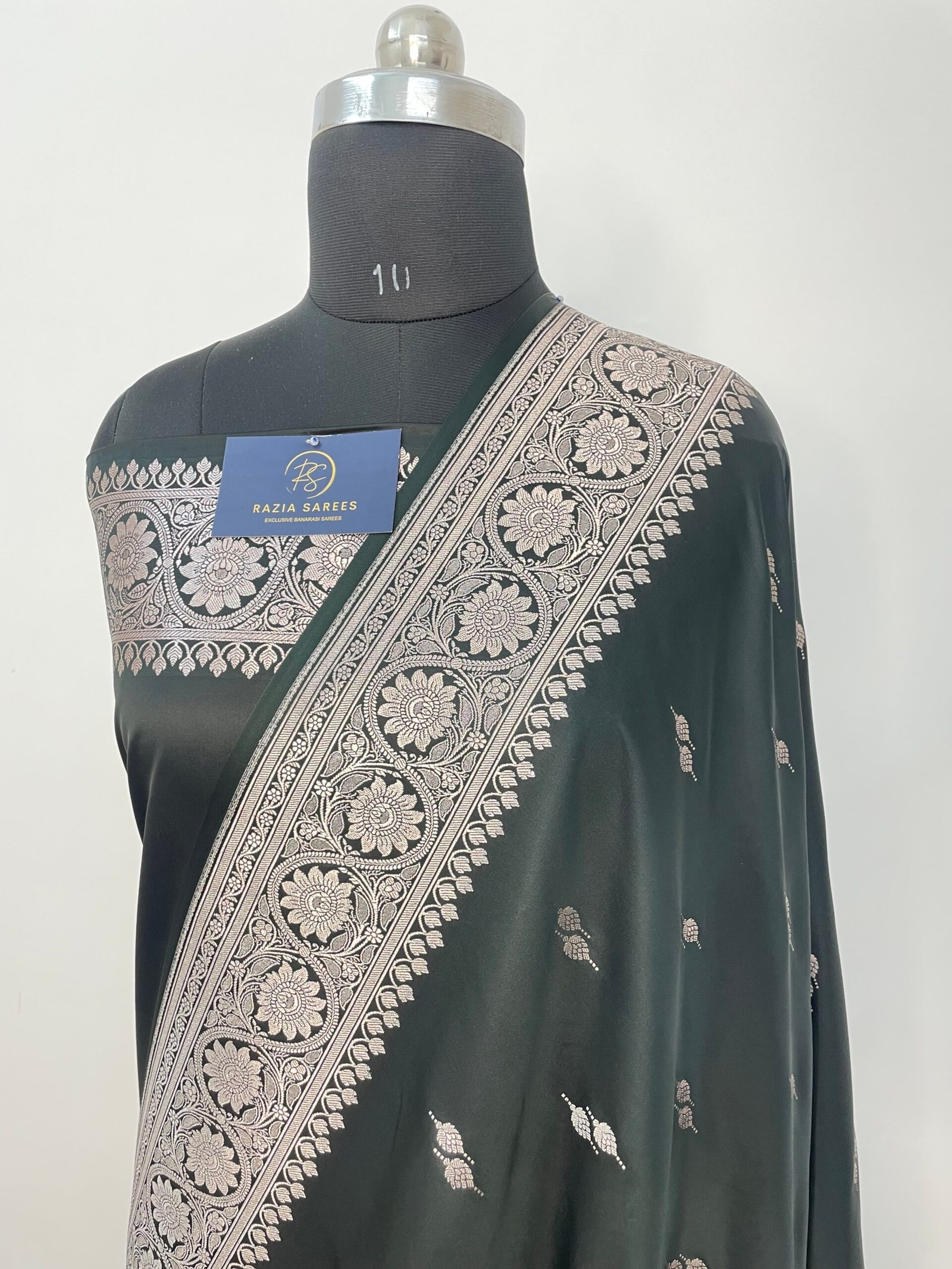 Black Booti Mashru Katan Silk Saree