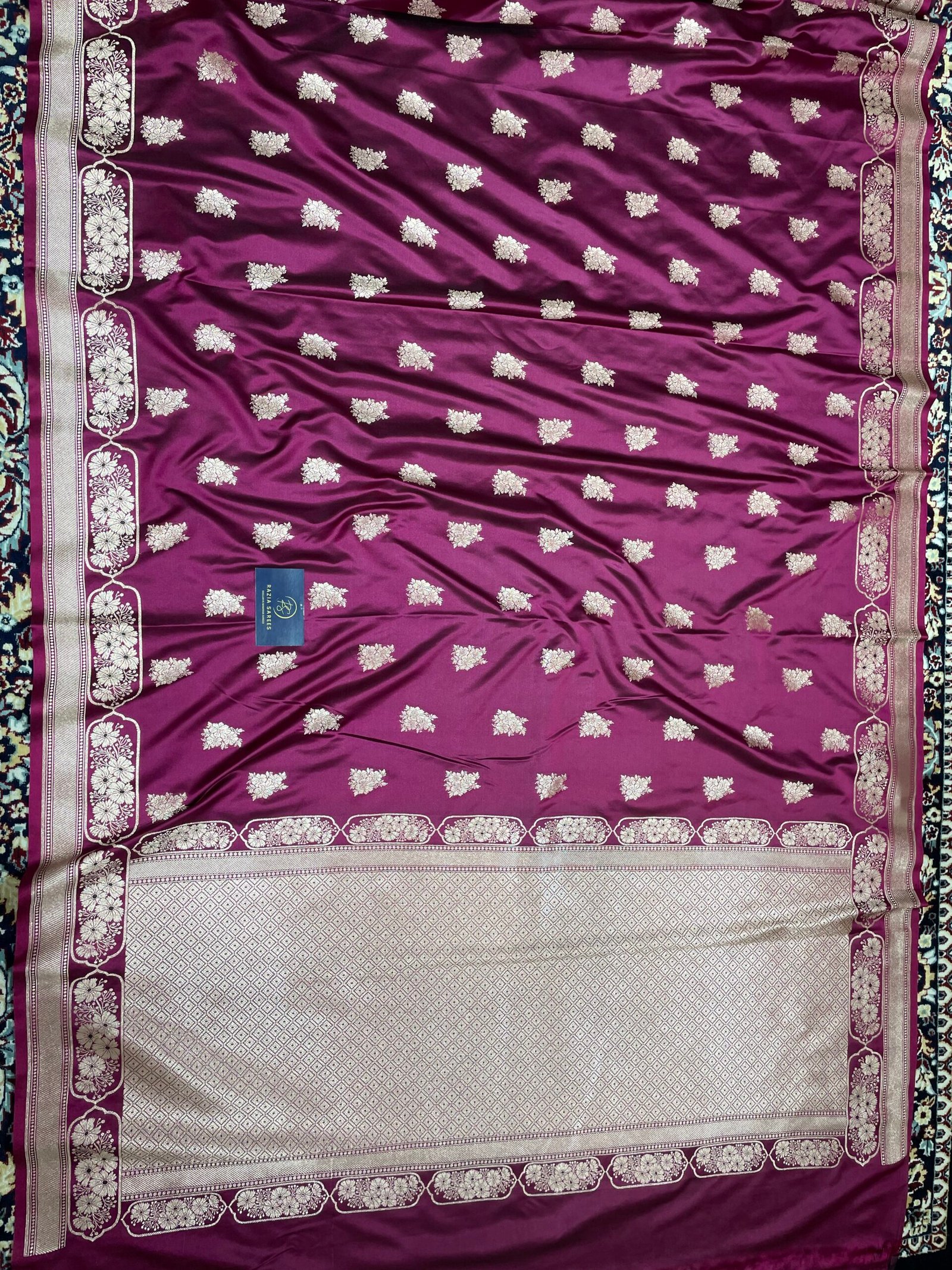 A. Purple Boota Mashru Katan Silk Saree - Image 4