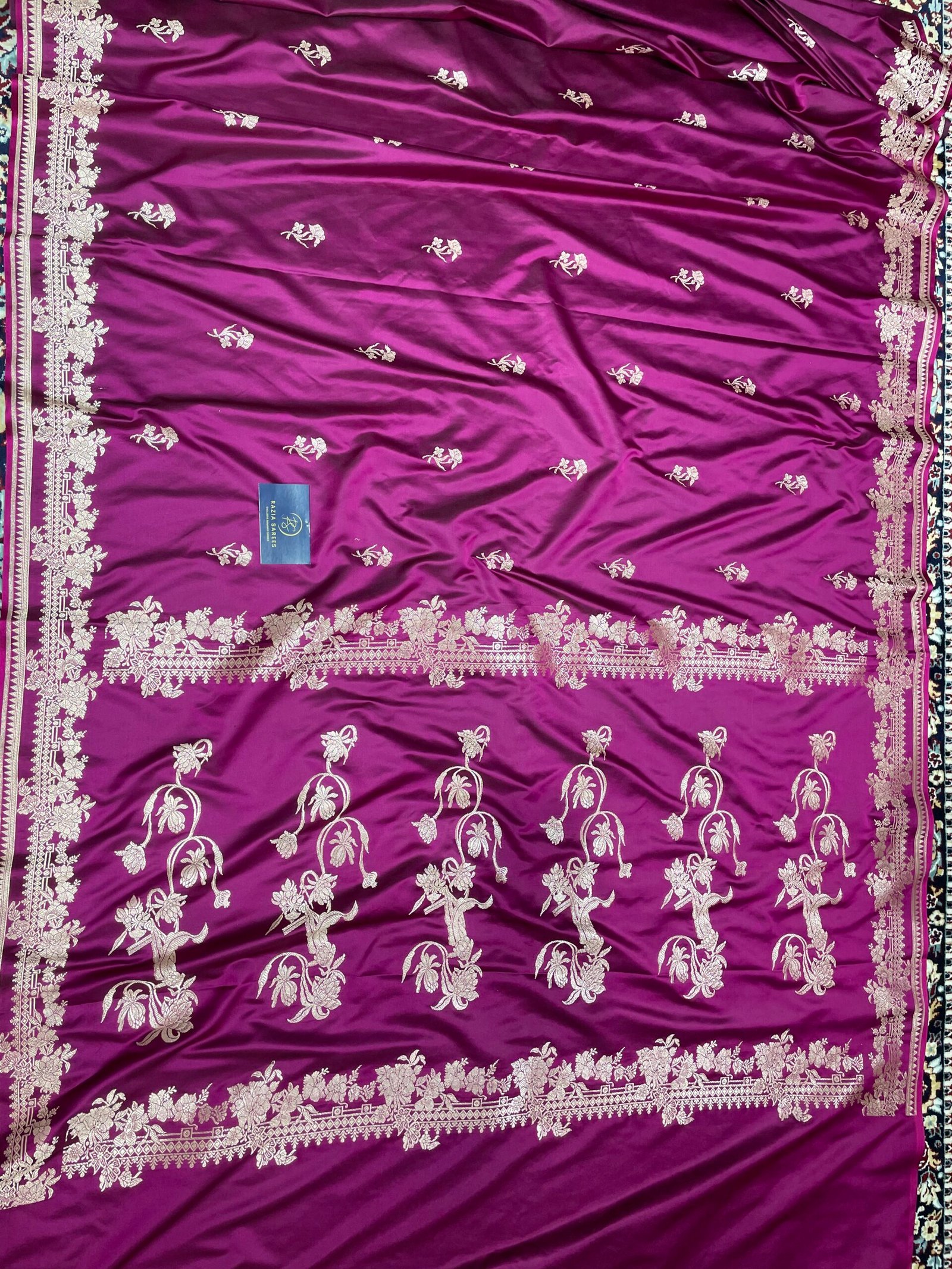 Purple Designer Boota Mashru Katan Silk Saree - Image 4