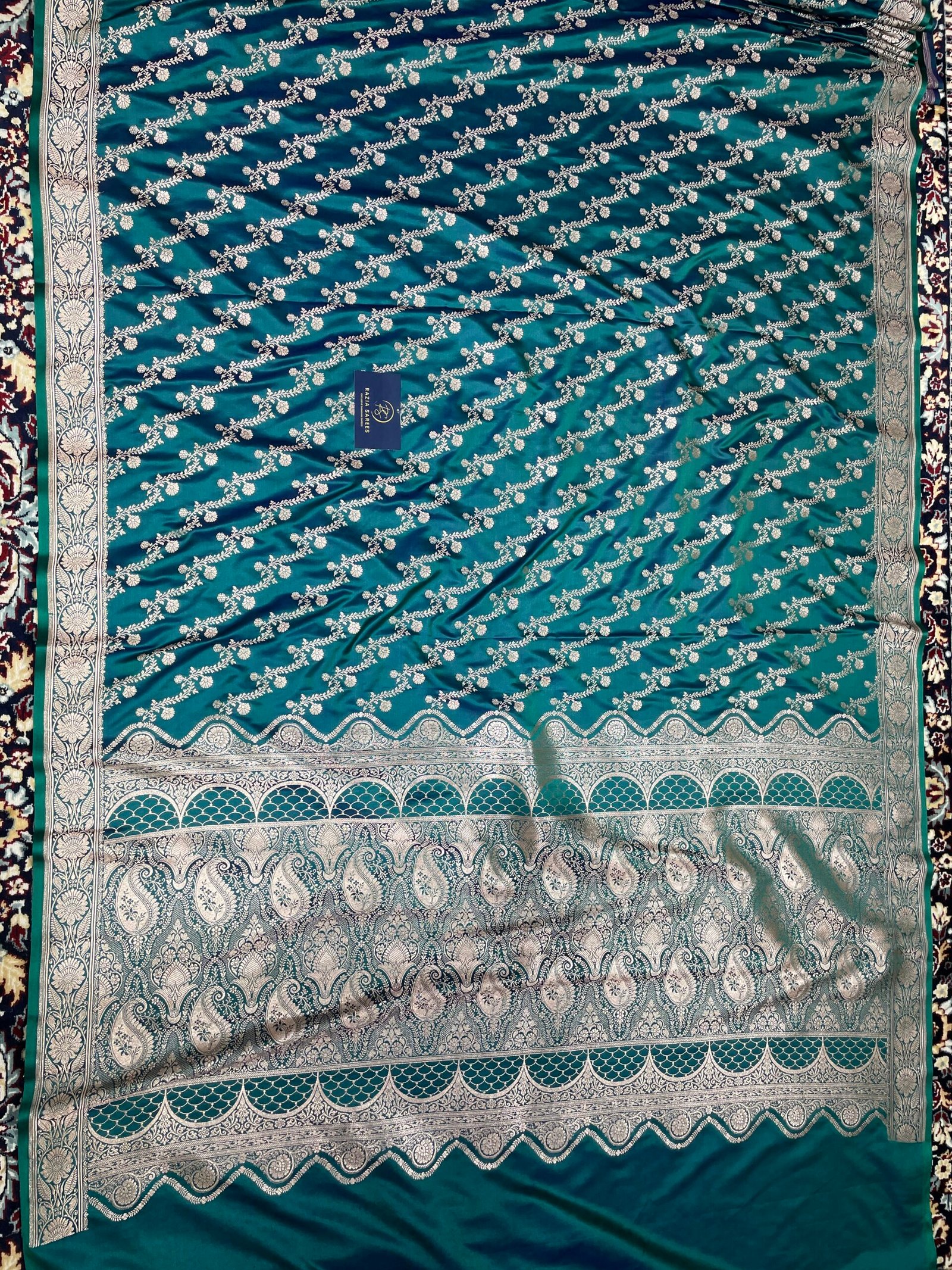 B. Rama Green Aada Mashru Katan Silk Saree - Image 4