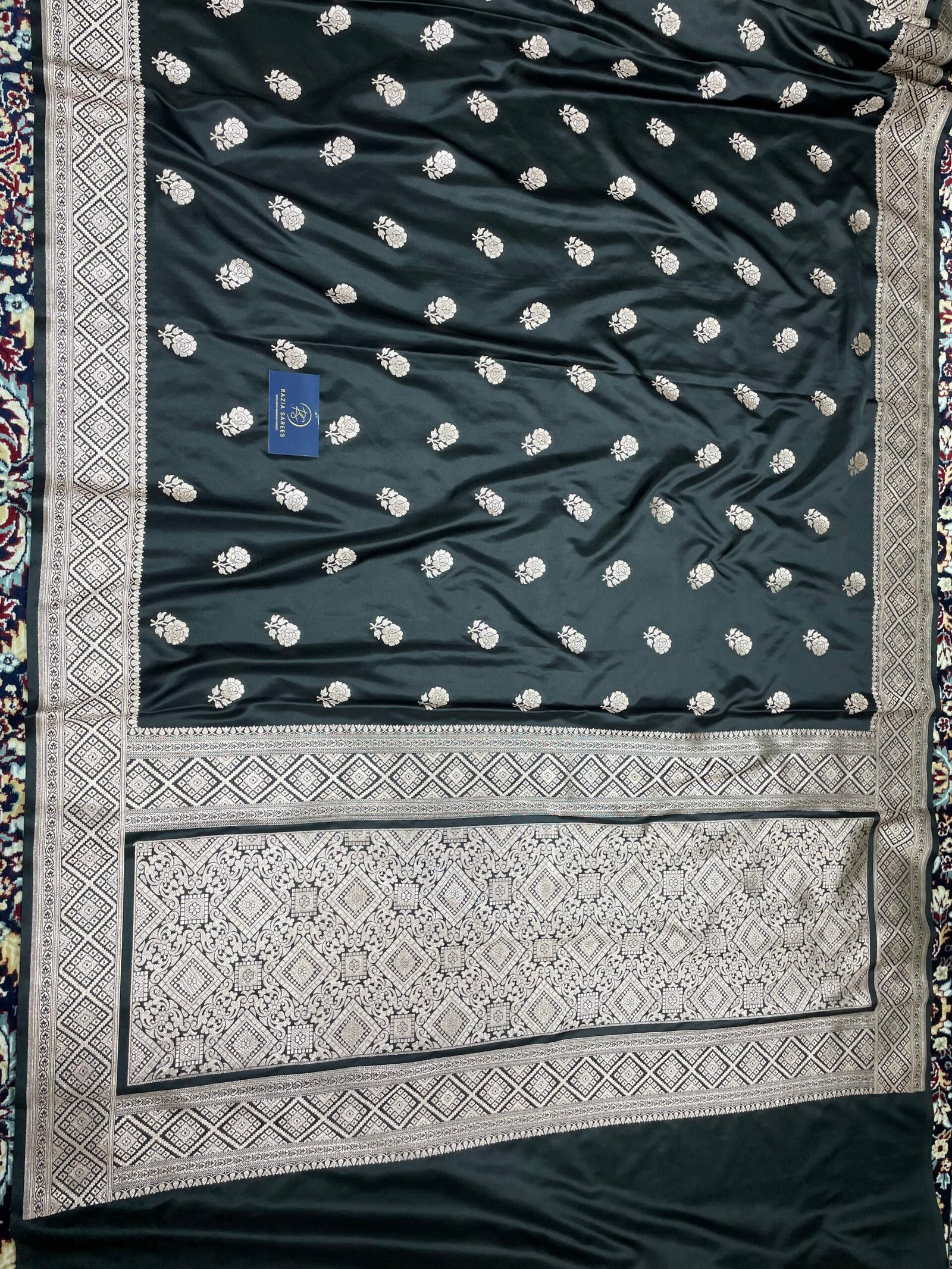 A4. Black Boota Mashru Katan Silk Saree - Image 4
