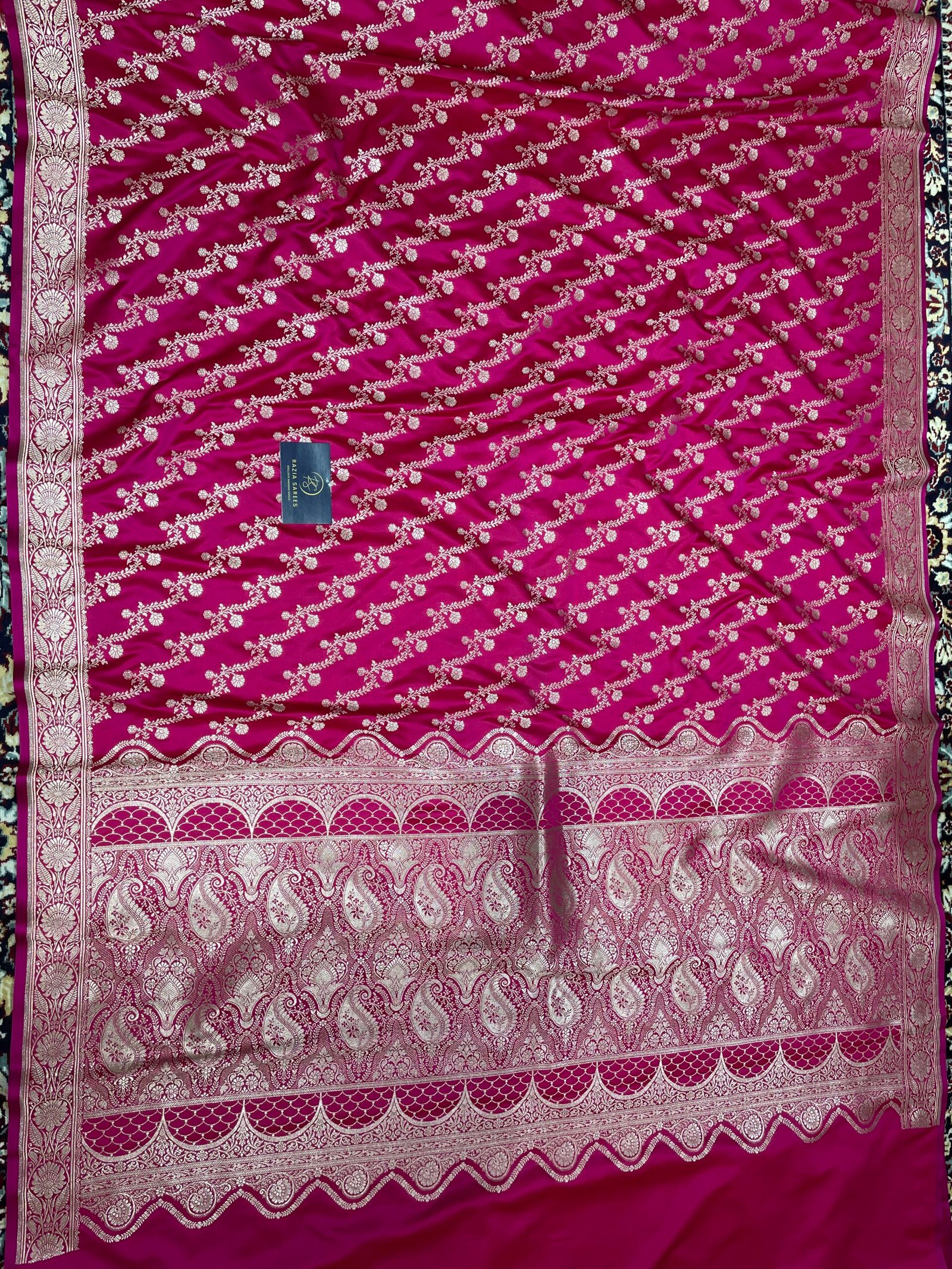 Rani Pink Aada Mashru Katan Silk Saree - Image 4