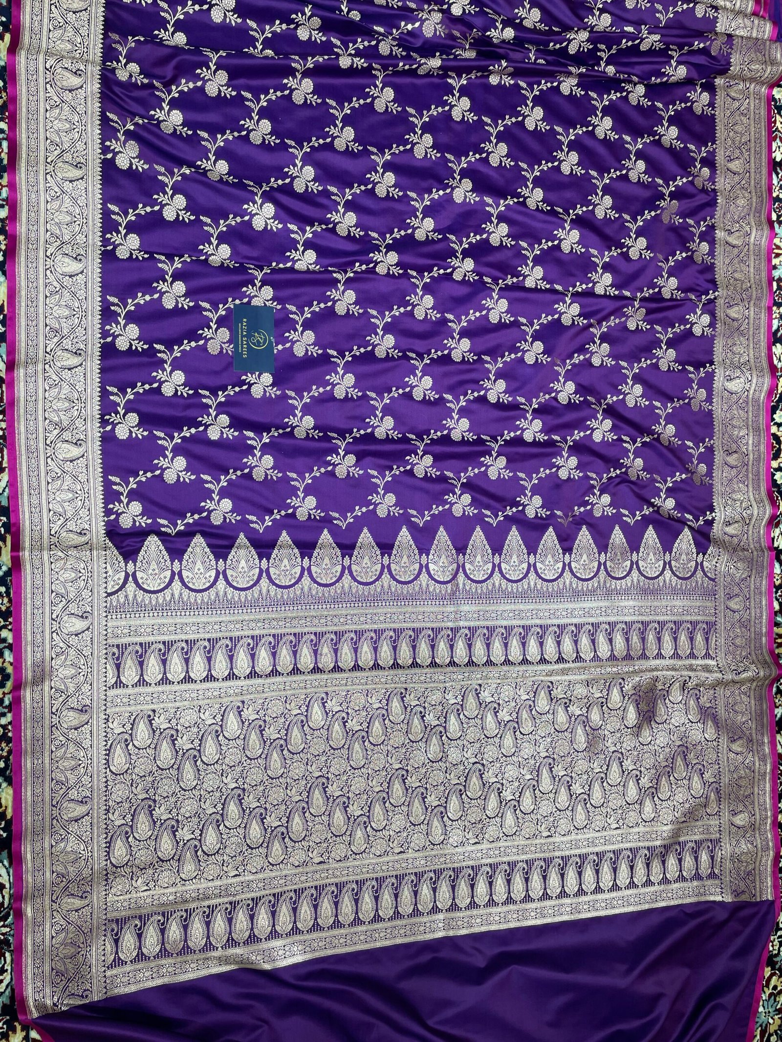 Begani Jaal Mashru Katan Silk Saree - Image 4